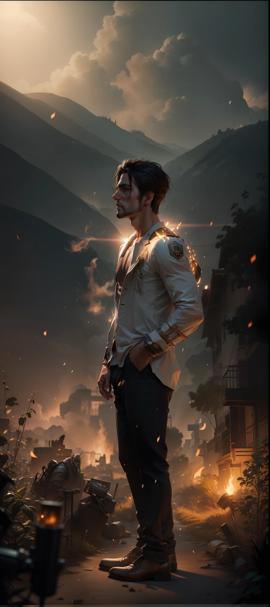 Change background, cinematic lighting,handsome man,
