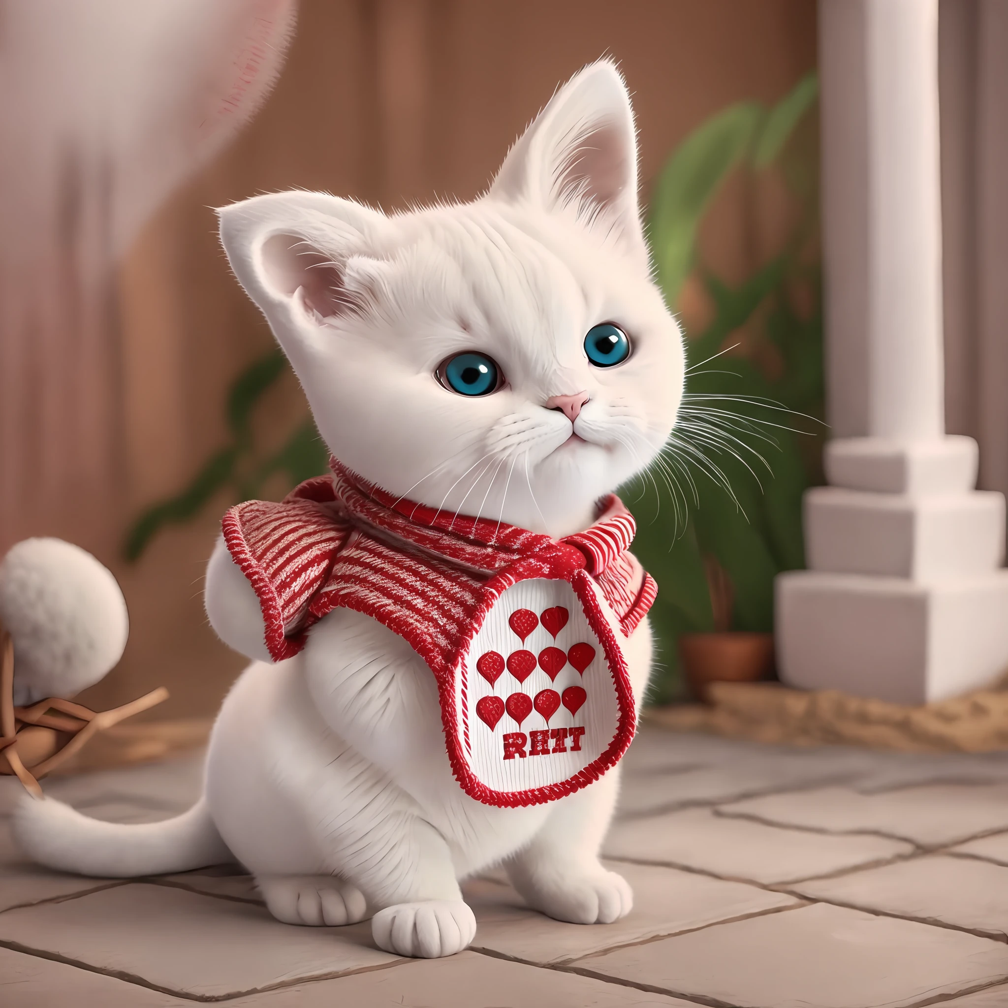 White cat wearing Chapolin's outfit with the phrase "fradiculated" written in the background