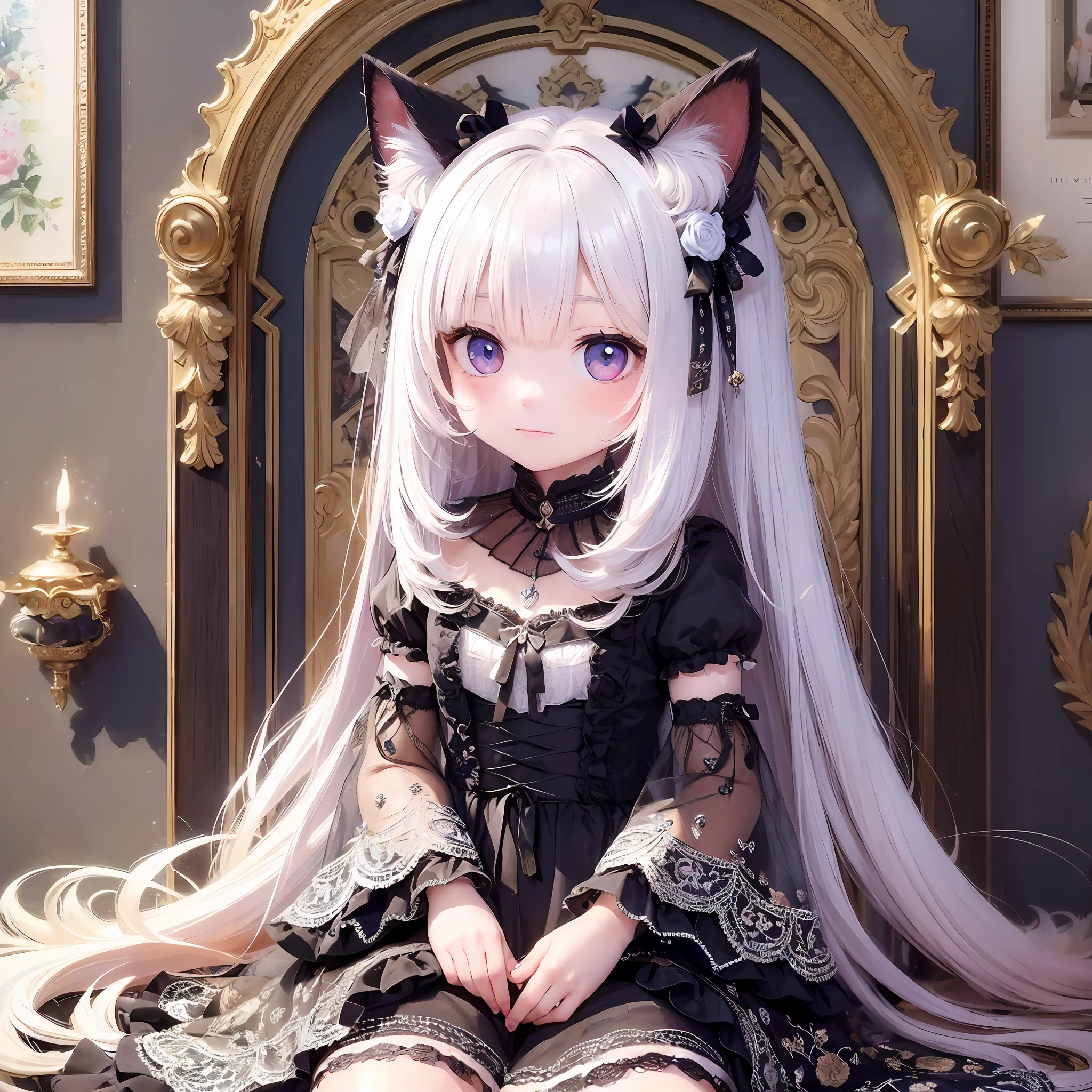 Cat Motif Girl, Fluffy, Soft ((Best Quality)), ((Masterpiece)), (Extreme Detail, Supreme Detail, Official Art, Beautiful and Aesthetic: 1.2), Depth of Field, Composition, Full Body, (Chibi), (Beautiful and Detailed Eyes: 1.3), (Very Happy: 1) --auto --s2