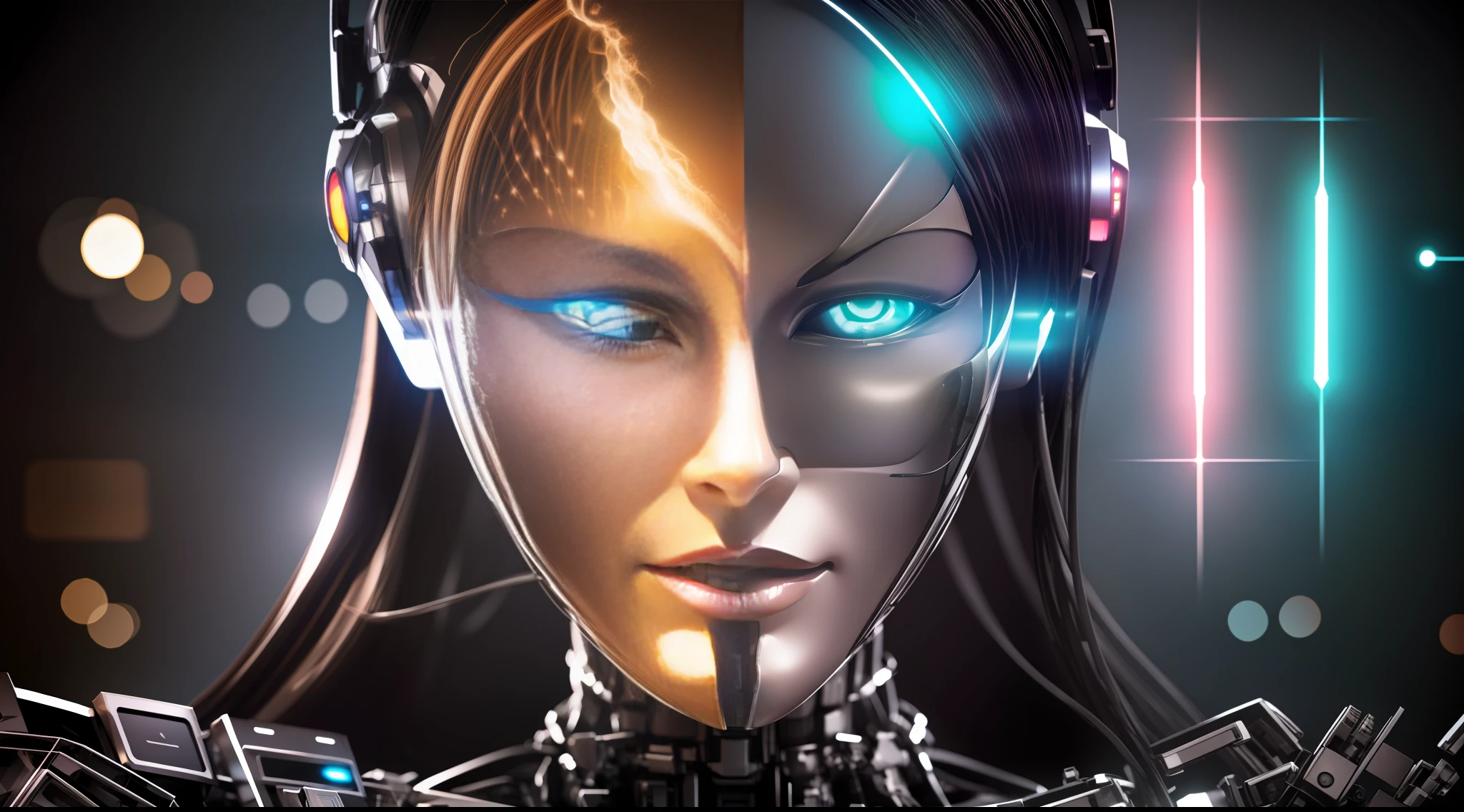 a human being transformed into a robotic or transhuman form