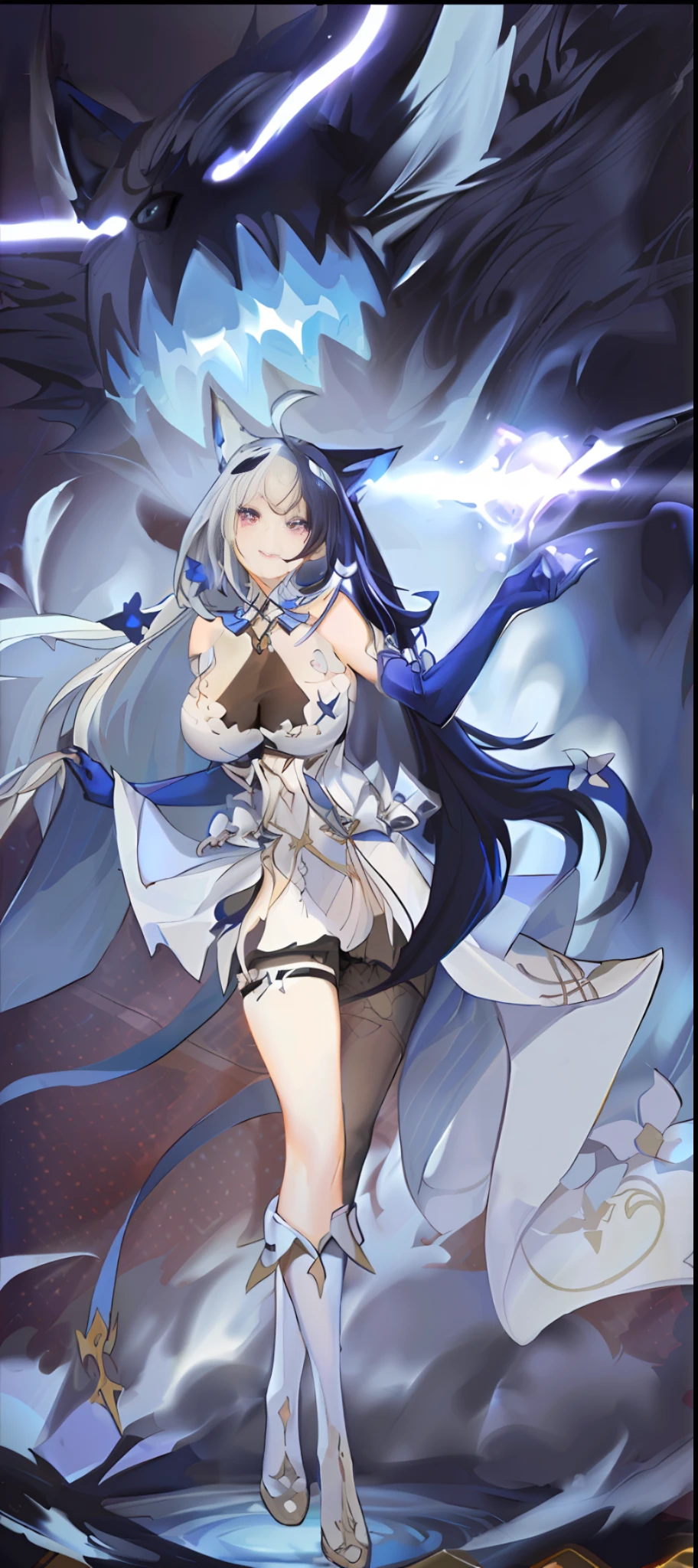 Girl, cat-eared maid, delicate face, dress, graceful gesture, fine details, shining eyes, gentle smile.