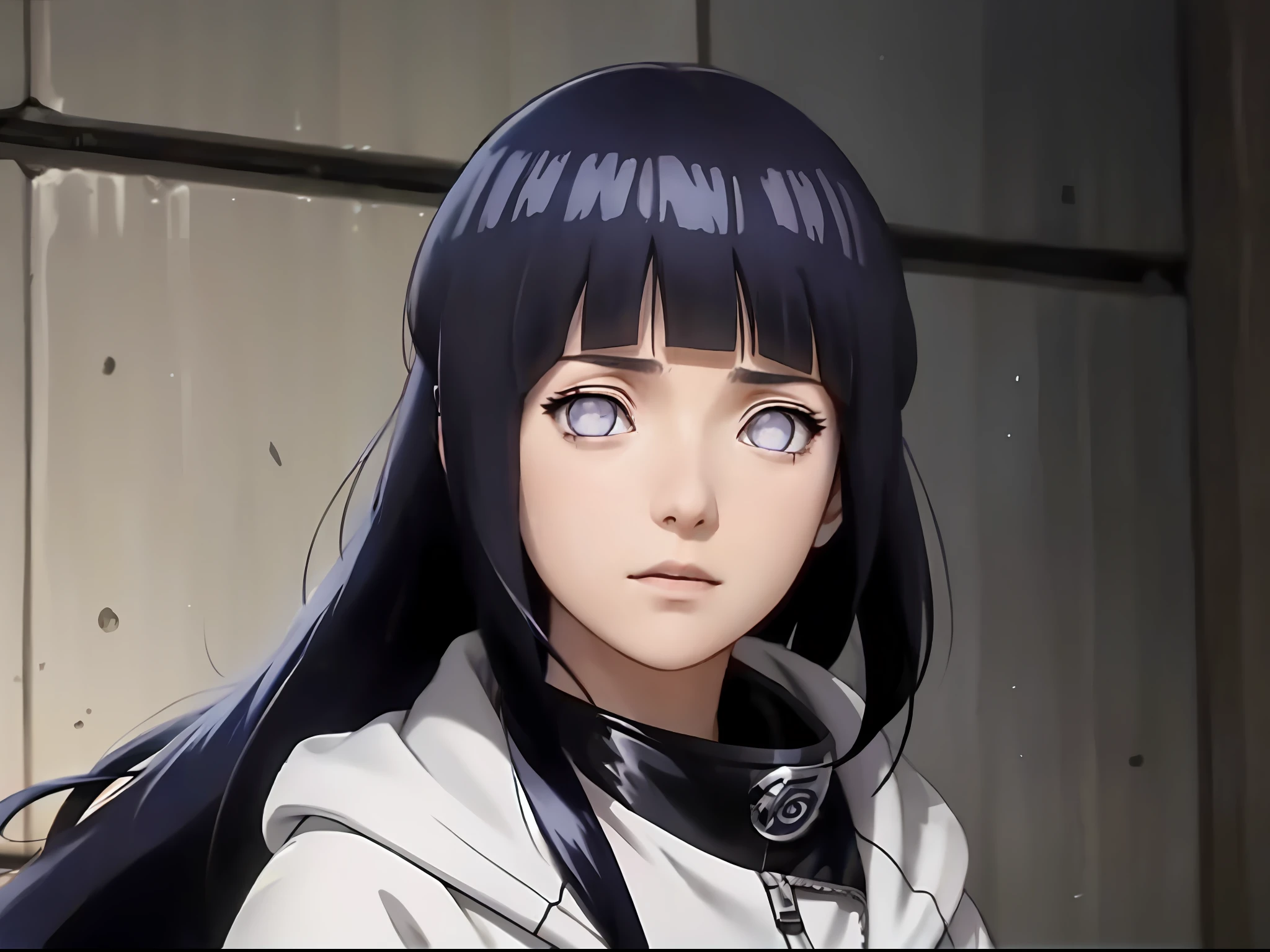 a close up of a person with long hair and a hoodie, hinata hyuga, hinata hyuga from naruto, from naruto, as an anime character, inspired by Maki Haku, perfect anime face, she has black hair with bangs, shikamimi, female anime character, hana yata, anime character, anime best girl, white hime cut hairstyle, dark blue hair