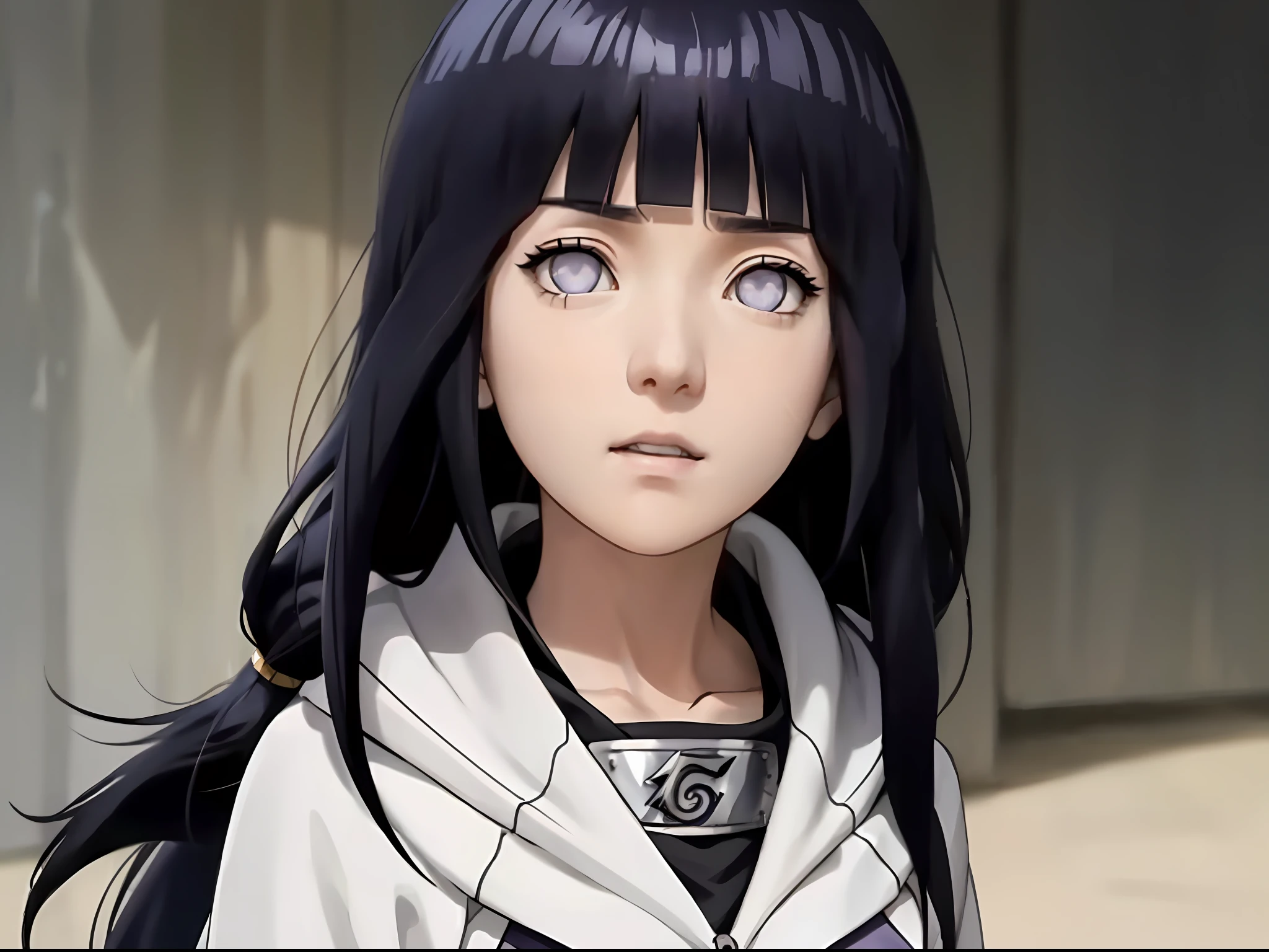 a close up of a person with long hair and a hoodie, hinata hyuga, hinata hyuga from naruto, from naruto, as an anime character, inspired by Maki Haku, perfect anime face, she has black hair with bangs, shikamimi, female anime character, hana yata, anime character, anime best girl, white hime cut hairstyle