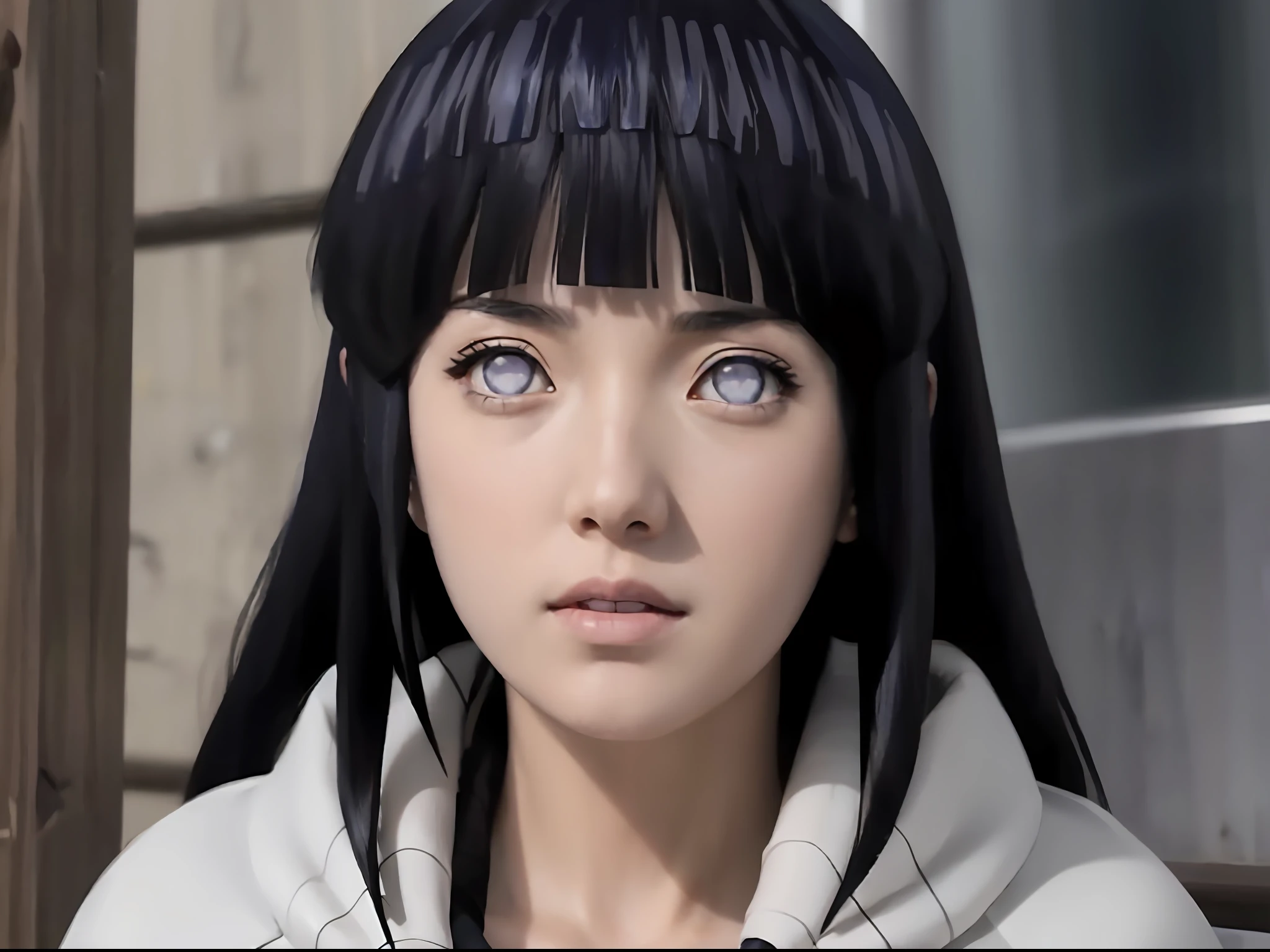 a close up of a person with long hair and a hoodie, hinata hyuga, hinata hyuga from naruto, from naruto, as an anime character, inspired by Maki Haku, perfect anime face, she has black hair with bangs, shikamimi, female anime character, hana yata, anime character, anime best girl, white hime cut hairstyle, dark blue hair
