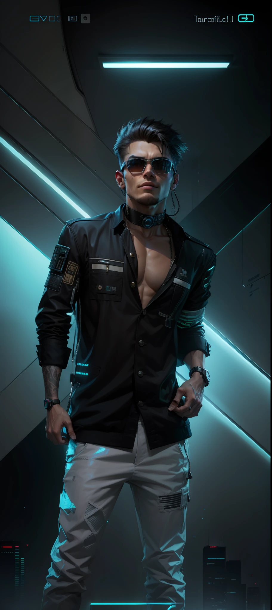Change background, cyberpunk handsome boy, with lion