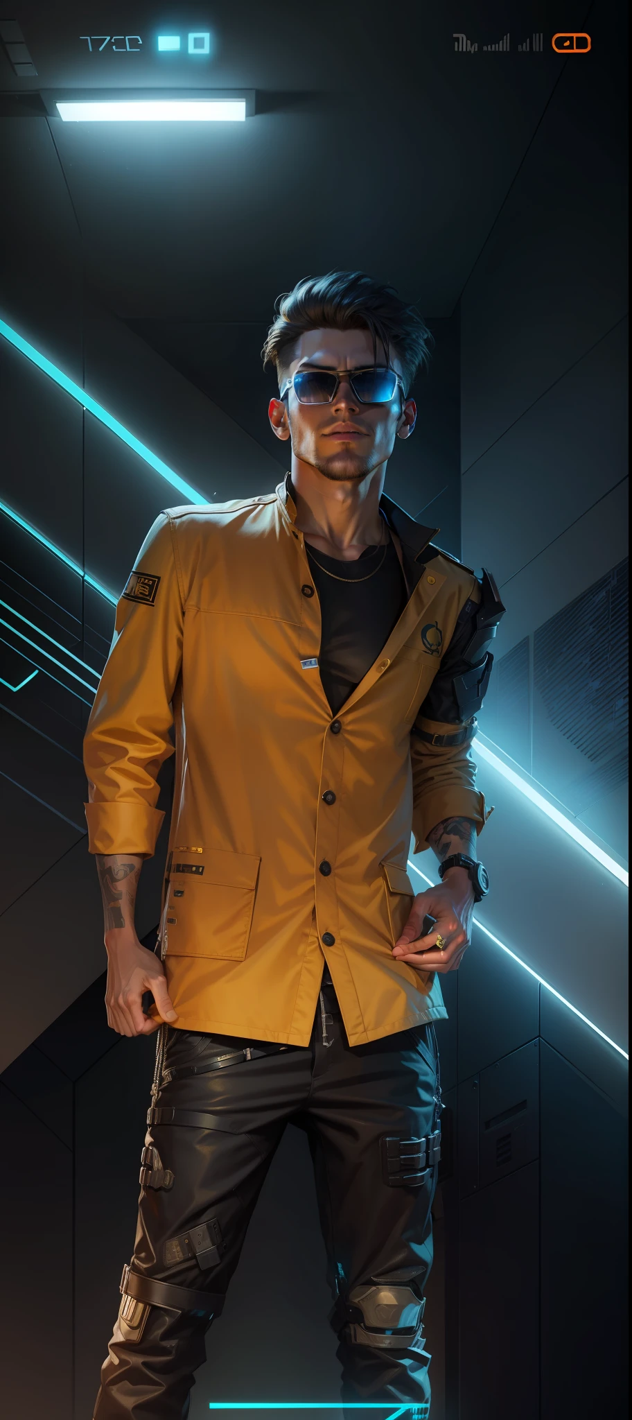 Change background, cyberpunk handsome boy, with lion