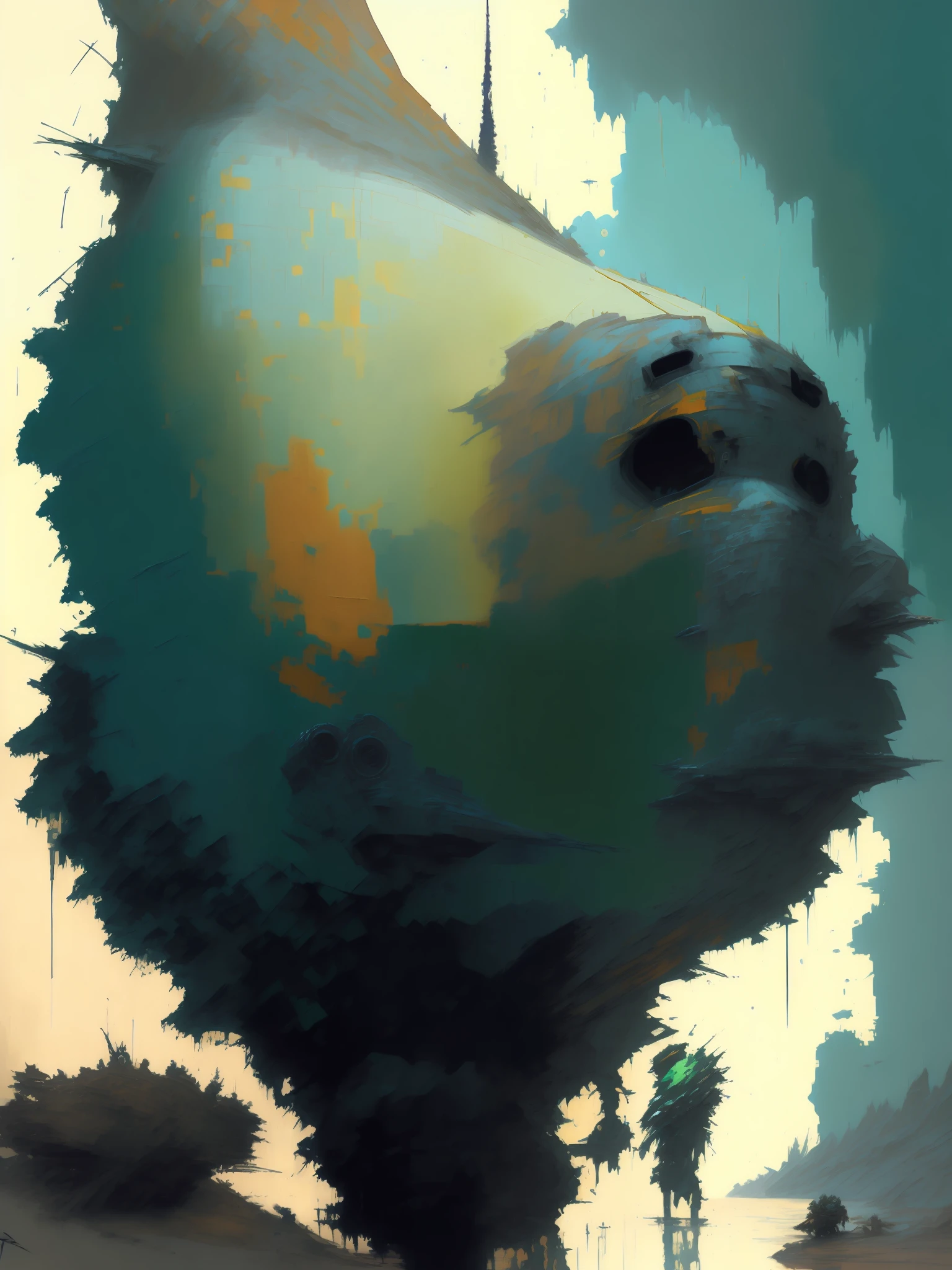 (((Art of (((,1:2) blue,green, 2 Craig Mullins in traces Oliv florest)))of()))—%2 broken, shrapnel brushstrokes rough. All Black Spot((((((( black ))))))))) mold>>>