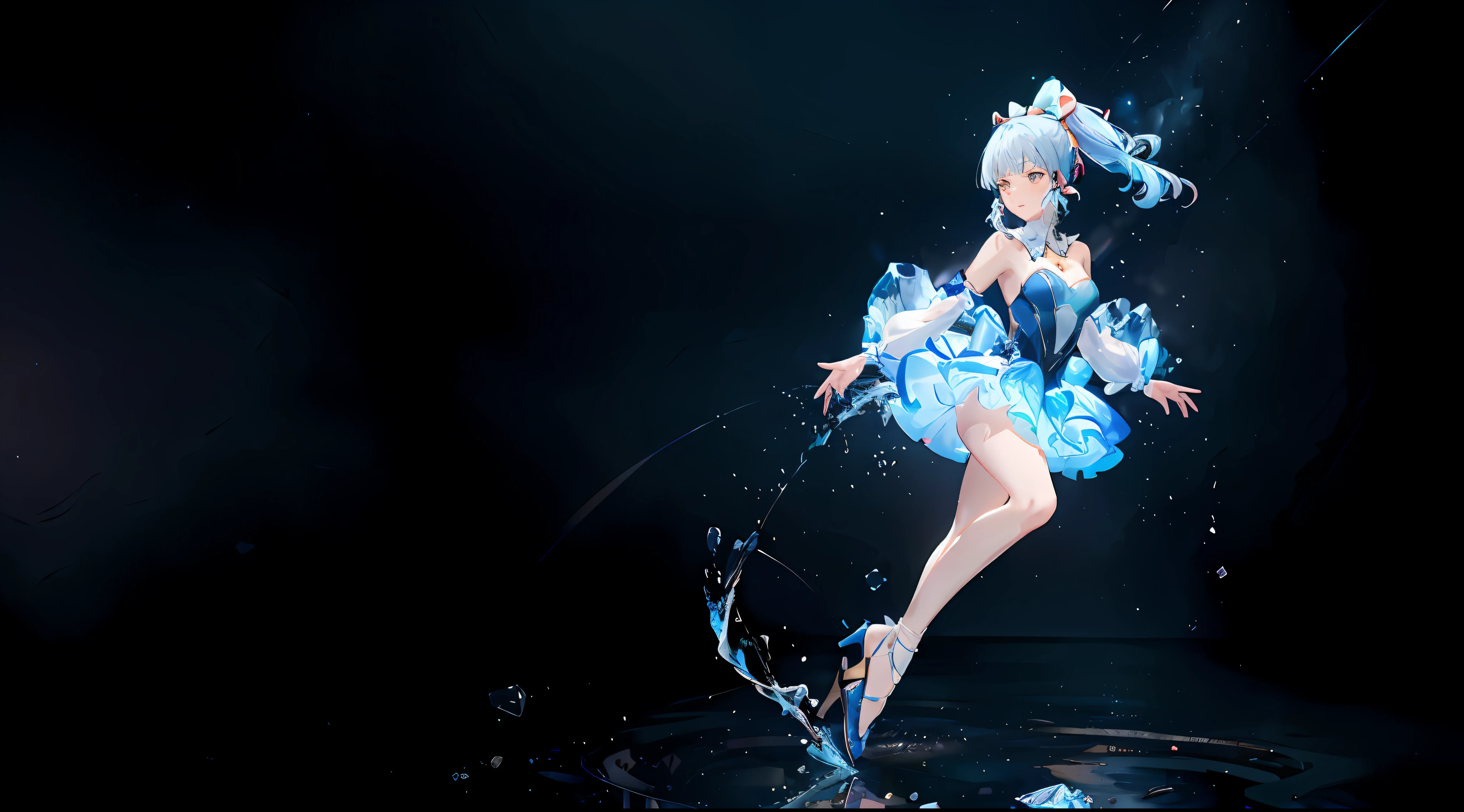 anime girl in a blue dress jumping in a puddle of water, wallpaper anime blue water, anime art wallpaper 8 k, splash art anime , best anime 4k konachan wallpaper, 4k anime wallpaper, anime girl walking on water, anime wallpaper 4 k, anime wallpaper 4k, azur lane style, from the azur lane videogame