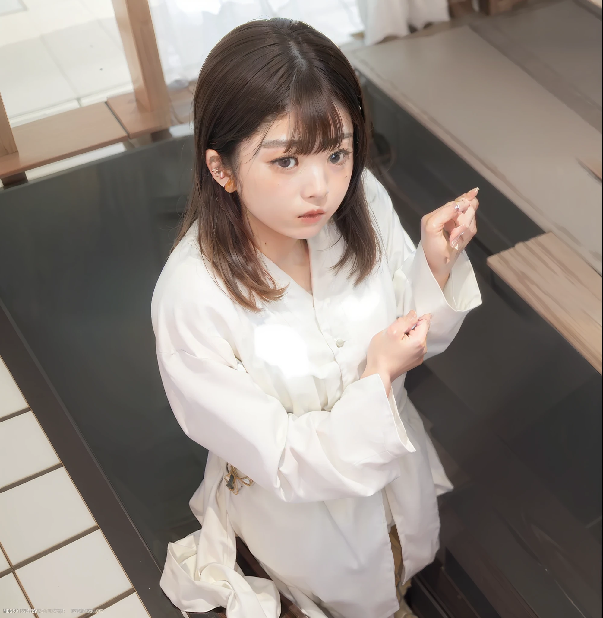 NSFW, 8K Raw Photography, Best Quality, Masterpiece, Ultra HD, Film Grain, filmg, 1girl, Watch Viewer, Natural Skin Texture, Realistic Eye and Face Details,
The occupation is a priestess (priesthood of the Japan shrine), wearing a priestess costume ((white kimono) (vermilion hakama) (white tabi sock)),
Japan, 1 8 years old, 1, (Akiko Takase, Kazue Kato, , Aya Takano, Etsuko Miura, Gengee, Tsugumi Oba, Chiho, Rinko Kawaichi, Takeyuki Kanda),
Height 158 cm, weight 53 kg, bust 83 cm (D cup), waist 61 cm, hips 86 cm,
His personality is naïve,
Shoulder-length smooth black hair bunched into one, bangs, 
The place is the main shrine of a large shrine in Japan,
As an offering to God, lying on the altar with a smile,
Solo , Full Body