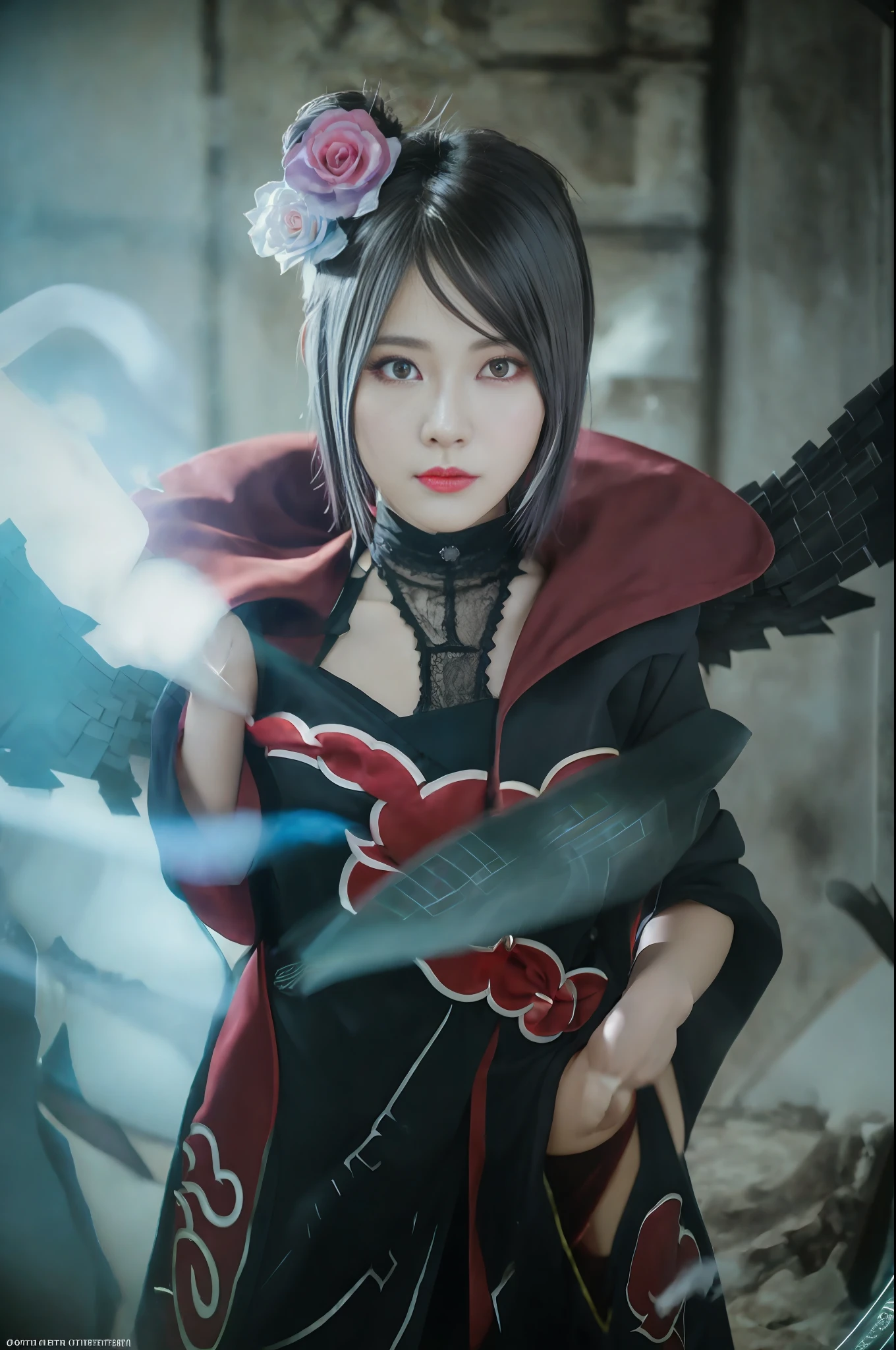 Best quality, 8k, 32k, Masterpiece, photo realistic, realistic, anime cosplay with purple wings and black wig and outfit, anime cosplay, professional cosplay, full cosplay, cosplay, anime girl cosplay, cosplay photo, cosplayer, publicity cosplay (seductive poses ), Sexy, sexy buttocks, beautiful white face shining, beautiful face, pink cheeks, beautiful lips, look at the camera, porcelain skin, intricate details, super detailed, super tall, supreme detail, high detail, delicate, excellent detail, fine detail, lighting cinematic, best quality, masterpiece, smooth and beautiful, CG , unity, 8k wallpaper, Stunning, fine detail, unity CG wallpaper 8k ultra detailed, large file size, highly detailed, high resolution, amazing detail, stunning detail, depth of field, oil painting effect in Rembrandt art style, concept portrait art in Stanley Artgerm Lau style, WLOP, trending on Artstation, epic, trending in society, detailed digital painting, very high quality models.