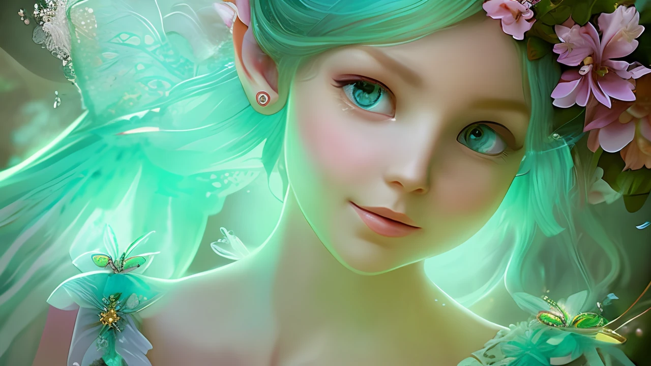 Florest fairy nymph turquoise high definition 4k fantasy concept art