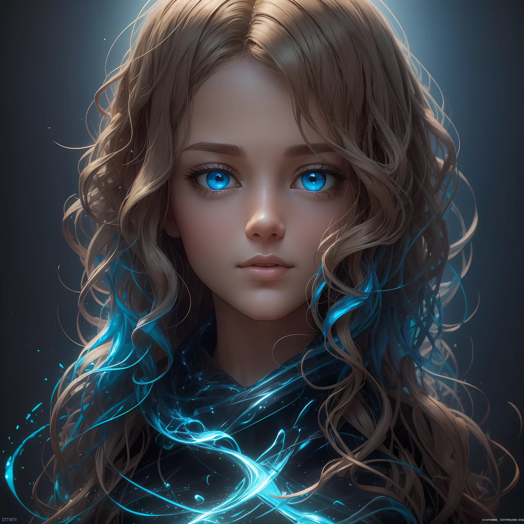 1 photo of a girl 28 years old with short wavy curly light blond hair and blue eyes in front an abstract expressionist sculpture by james gurney. masterpiece!!!, clean sharp colours 8 k resolution hd instagram photograph artstation concept design! intricate details!! smooth gradient background pixar shaded lighting trending dramatic cinematic volumetric octane render nvidia rtx reflections depth field ambient occlusion shadow correct face hand doll textures --auto --s2