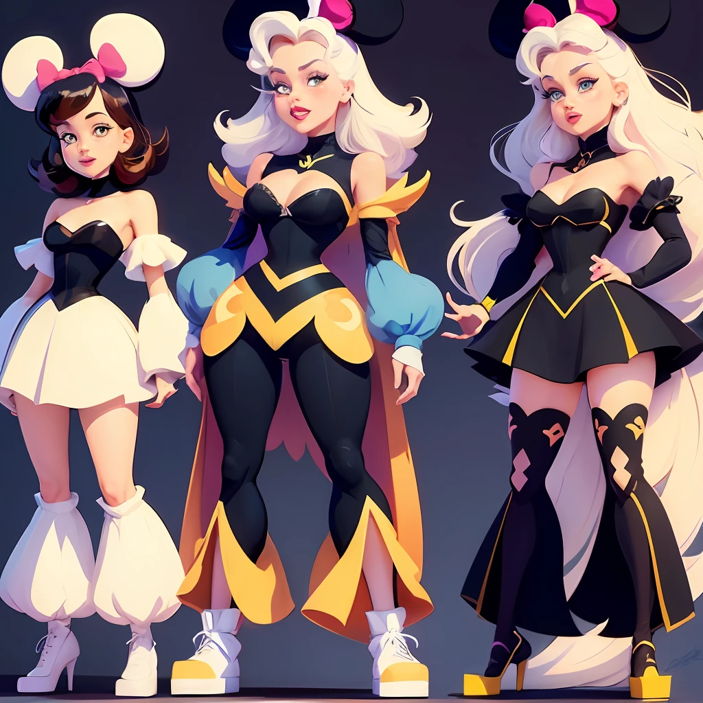 create vector image, cartoon style with various Disney characters, white background, 4k --auto --s2