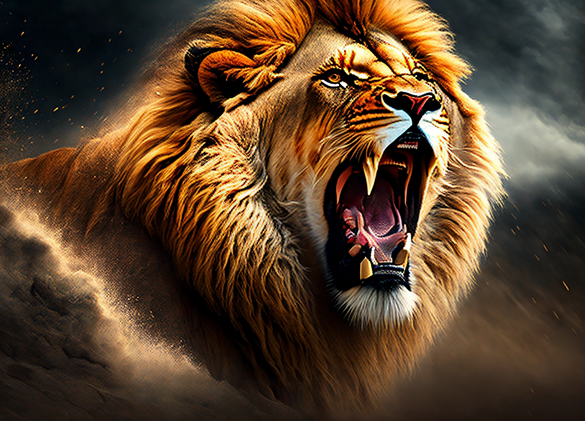 Raging Lion: Ferocious, aggressive, unleashed wilderness