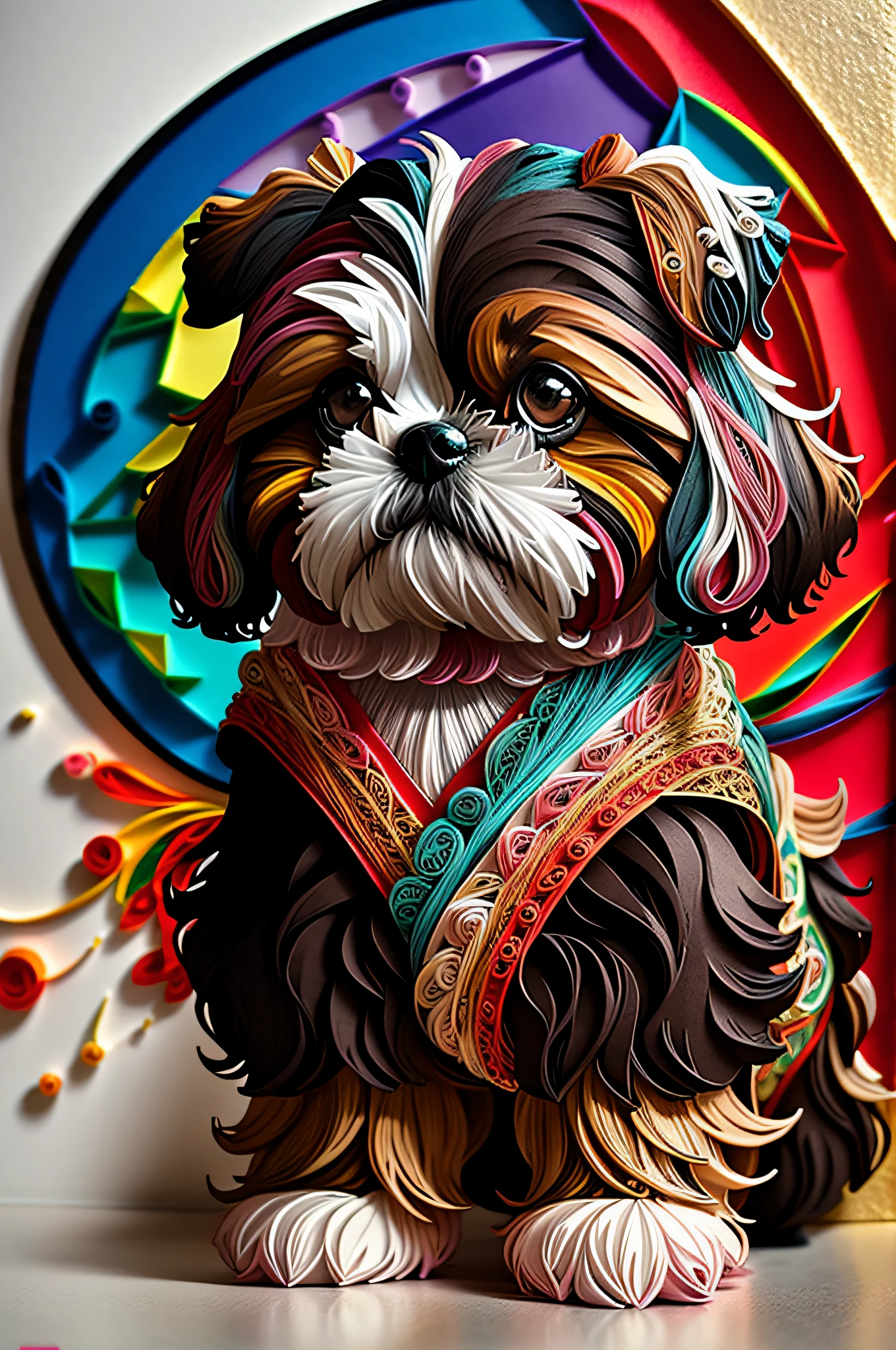 dog shih tzu,multi dimensional paper quilling, art,
yang08k, beautiful, colorful,
masterpieces, top quality, best quality, official art, beautiful and aesthetic,