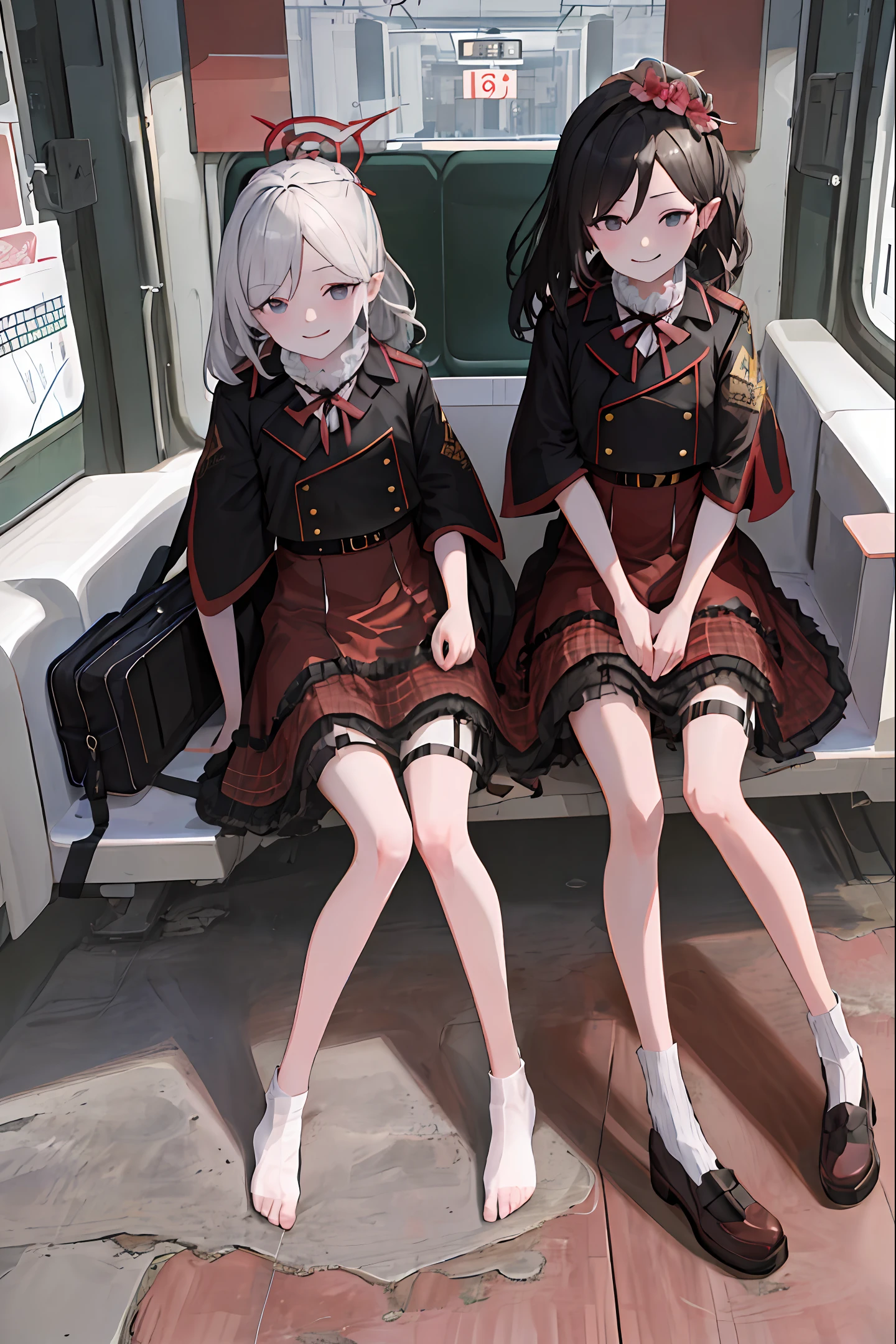 "(Masterpiece, High Definition, Ultra High Definition, 4K) Black hair, ************ Japan girl, uniform skirt, emphasizing thighs, white thighs, soft thighs, glossy thighs, sitting on the train, face-to-face angle, (angle from below),sitting in the train seat,Sitting in front,Zoom camera in the crotch,Feet on the train floor,Full body,Looking down and sleepy,Looking at the viewer only", best quality, ultra high definition, (photorealistic:1.4),, high resolution, detail, raw photo, sharp re, Nikon D850 film stock photo by Lee Jefferies 4 kodak portra 400 camera f1.6 lens rich colors hyper realistic lively textures dramatic lighting unreal engine artstation trends cinestir 800,