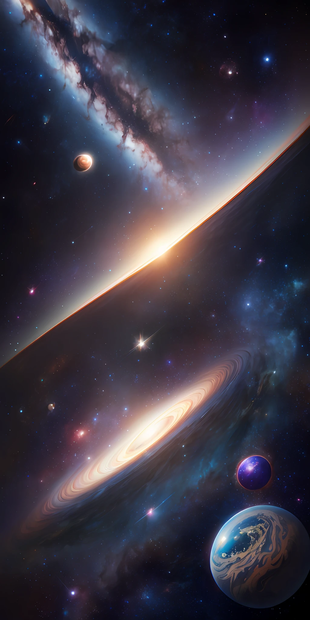 Masterpiece, best quality, high quality, highly detailed CG unity 8k wallpaper, depth of field, HDR, photorealistic, highly detailed, intricate, high detail, universe, space, galaxy, stars, planets, astronomy, universe, celestial body, nebula , black hole, solar system, cosmic rays, supernova, deep space, astronomical object