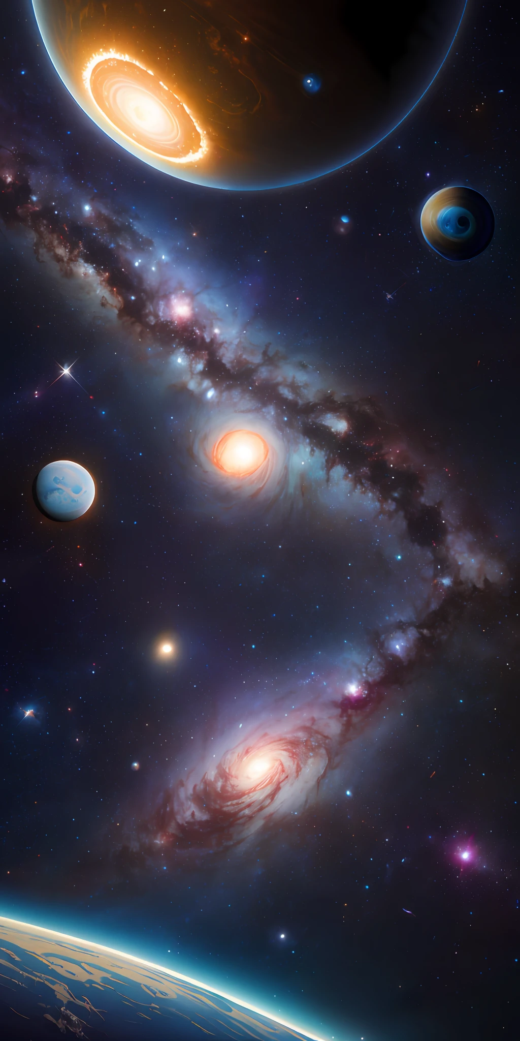 Masterpiece, best quality, high quality, highly detailed CG unity 8k wallpaper, depth of field, HDR, photorealistic, highly detailed, intricate, high detail, universe, space, galaxy, stars, planets, astronomy, universe, celestial body, nebula , black hole, solar system, cosmic rays, supernova, deep space, astronomical object