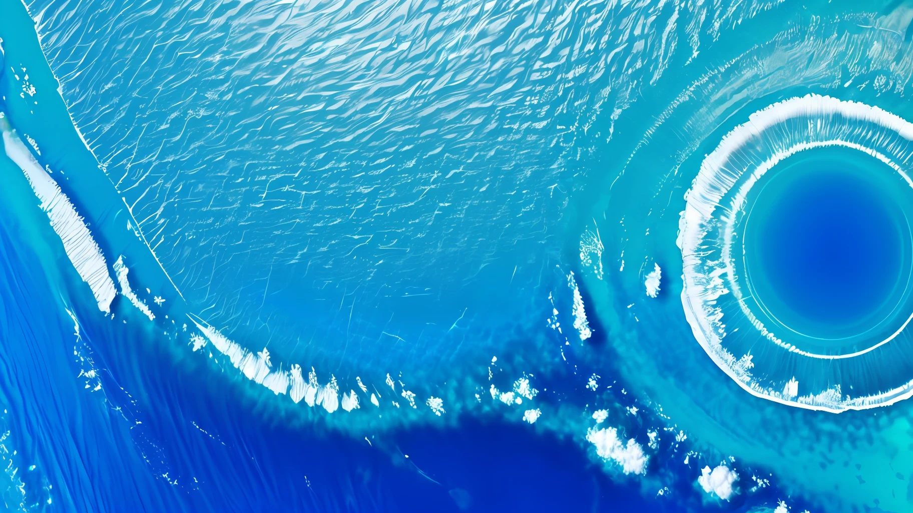 Light blue seabed, Klein blue planet with halo in seawater