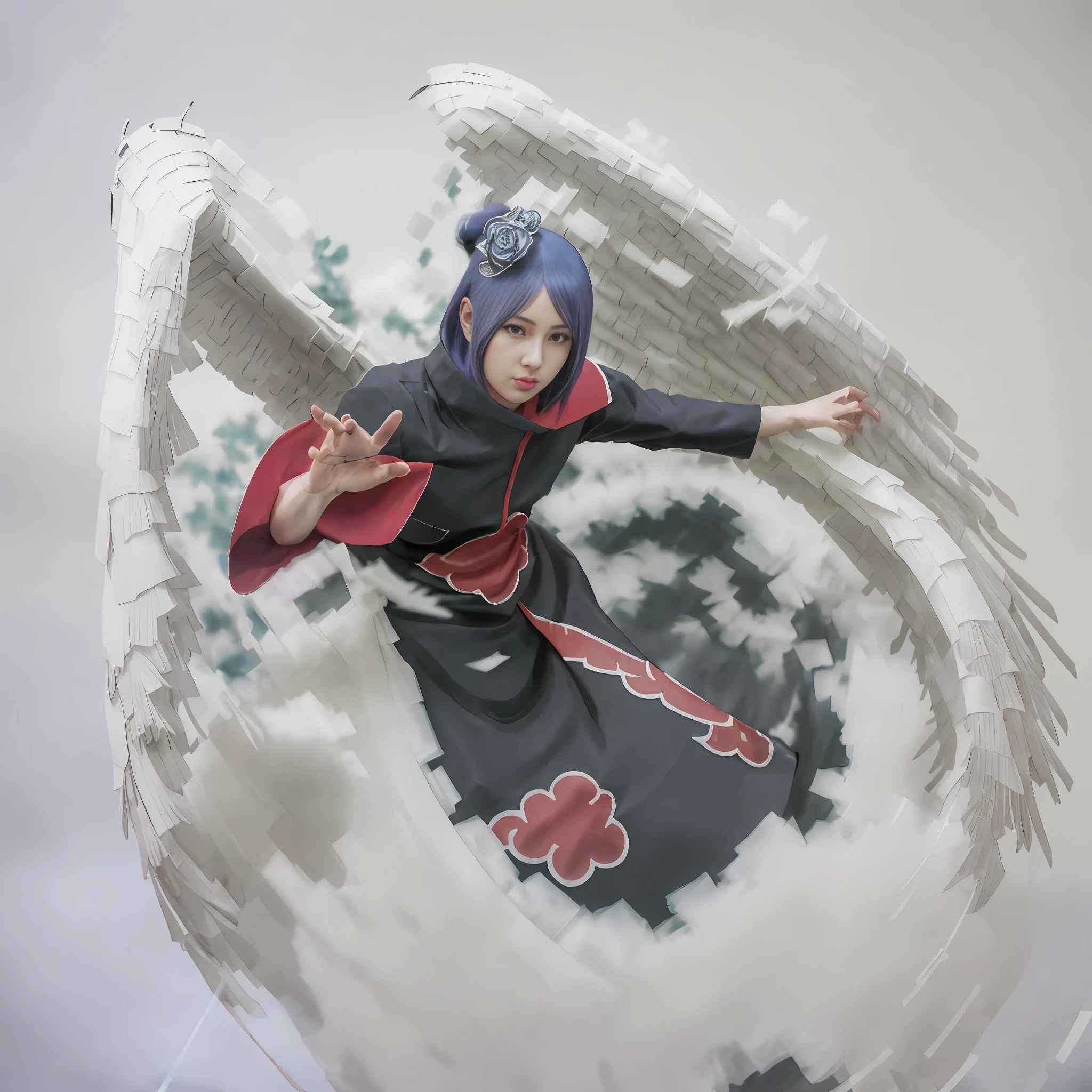 Best quality, 8k, 32k, Masterpiece, photo realistic, realistic, anime cosplay with purple wings and black wig and outfit, anime cosplay, professional cosplay, full cosplay, cosplay, anime girl cosplay, cosplay photo, cosplayer, publicity cosplay (seductive poses ), Sexy, sexy buttocks, beautiful white face shining, beautiful face, pink cheeks, beautiful lips, look at the camera, porcelain skin, intricate details, super detailed, super tall, supreme detail, high detail, delicate, excellent detail, fine detail, lighting cinematic, best quality, masterpiece, smooth and beautiful, CG , unity, 8k wallpaper, Stunning, fine detail, unity CG wallpaper 8k ultra detailed, large file size, highly detailed, high resolution, amazing detail, stunning detail, depth of field, oil painting effect in Rembrandt art style, concept portrait art in Stanley Artgerm Lau style, WLOP, trending on Artstation, epic, trending in society, detailed digital painting, very high quality models.