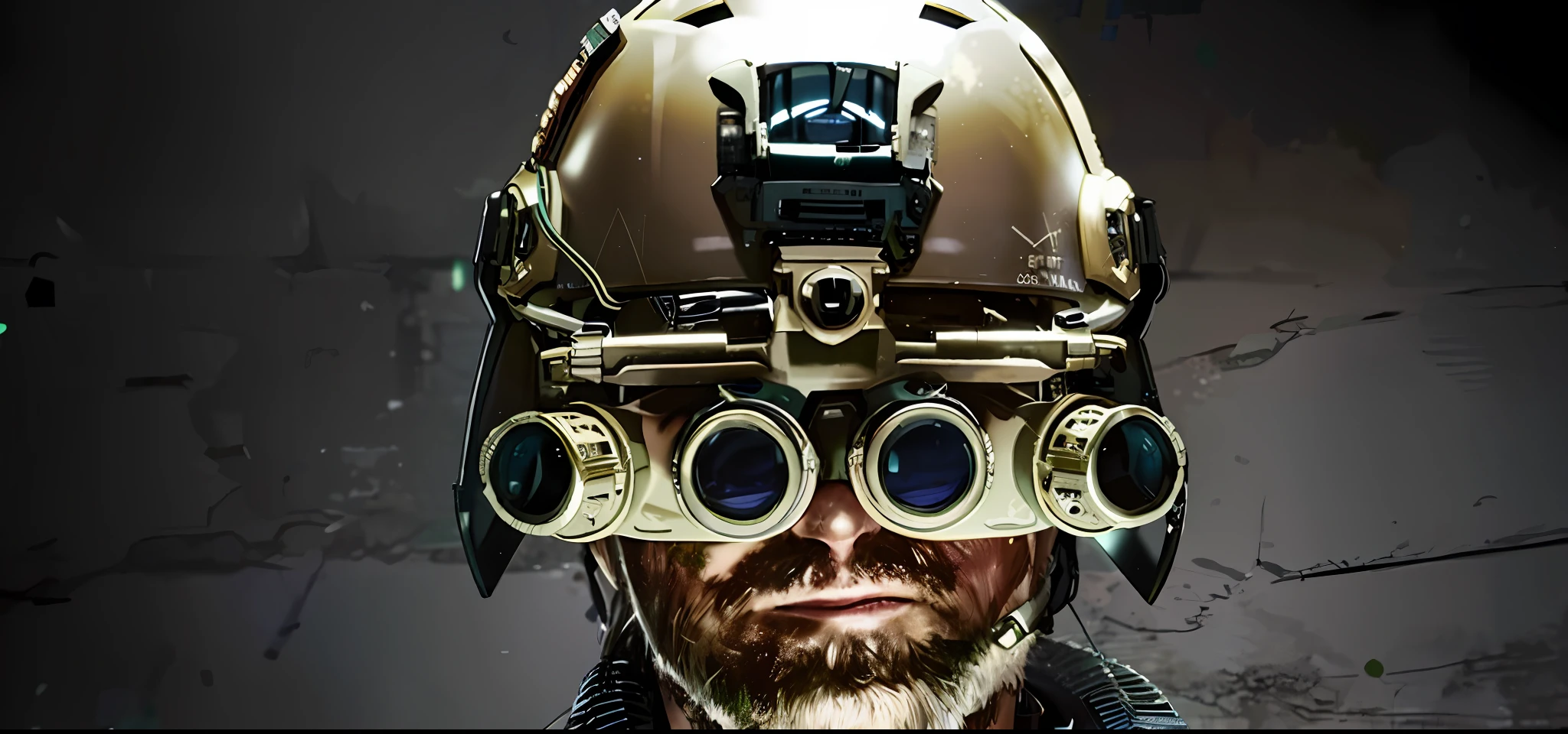 there is a man wearing a helmet with goggles on his head, night vision goggles, combat googles, spec - ops head, eyes projected onto visor, combat goggles, goggles on forehead, nightvision, future combat gear, modern military gear, french special ops, mgs, thousand yard stare, visor covering eyes, military gear, dark visor covering eyes, night vision