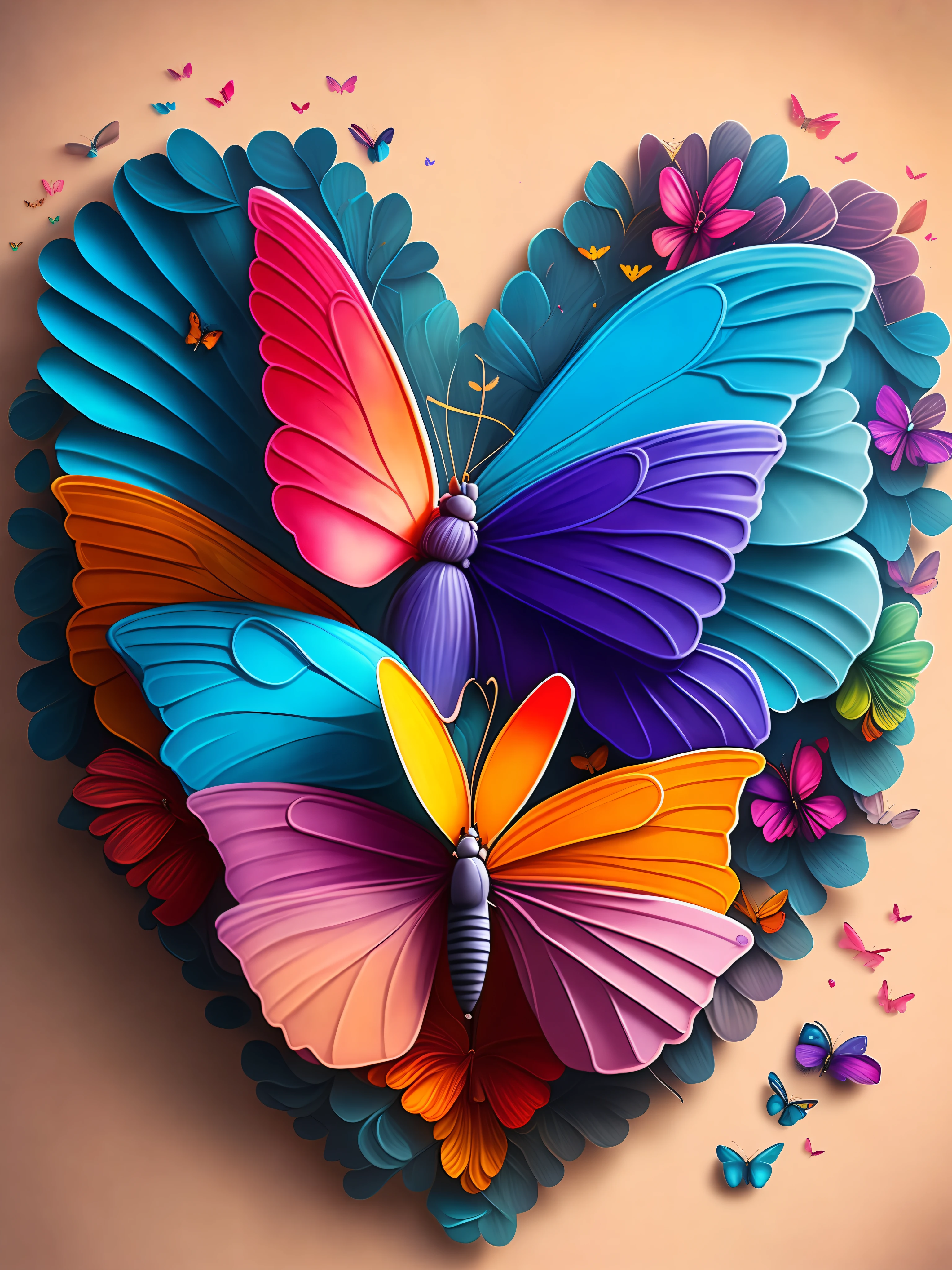 the graffiti style of love that made from tiny butterflies, ((soft colorful, rich colors,high detailed, masterpiece,natural lighting, high quality ,graffiti style))