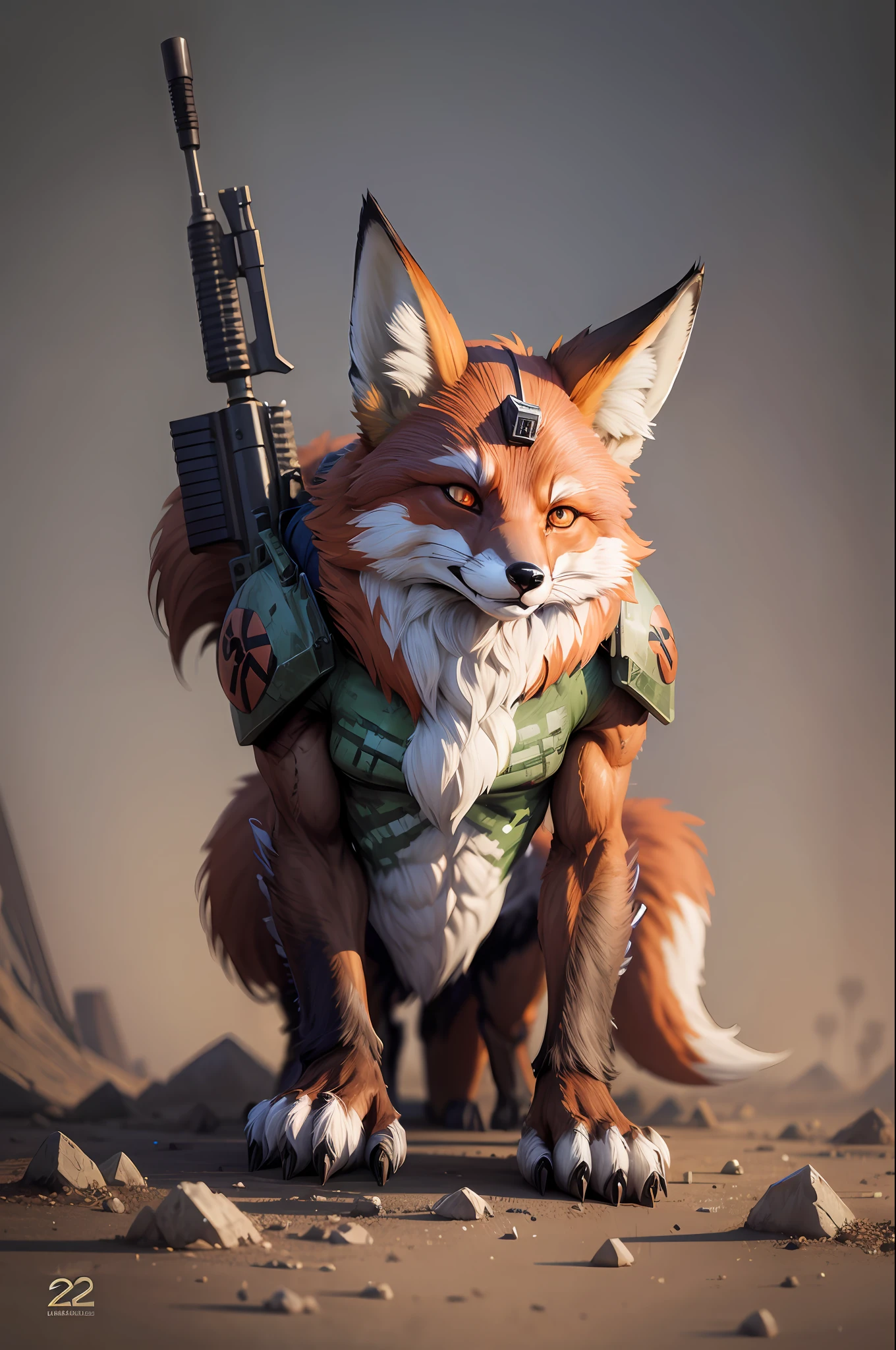 antropomorphic fox zombie soldier --auto --s2