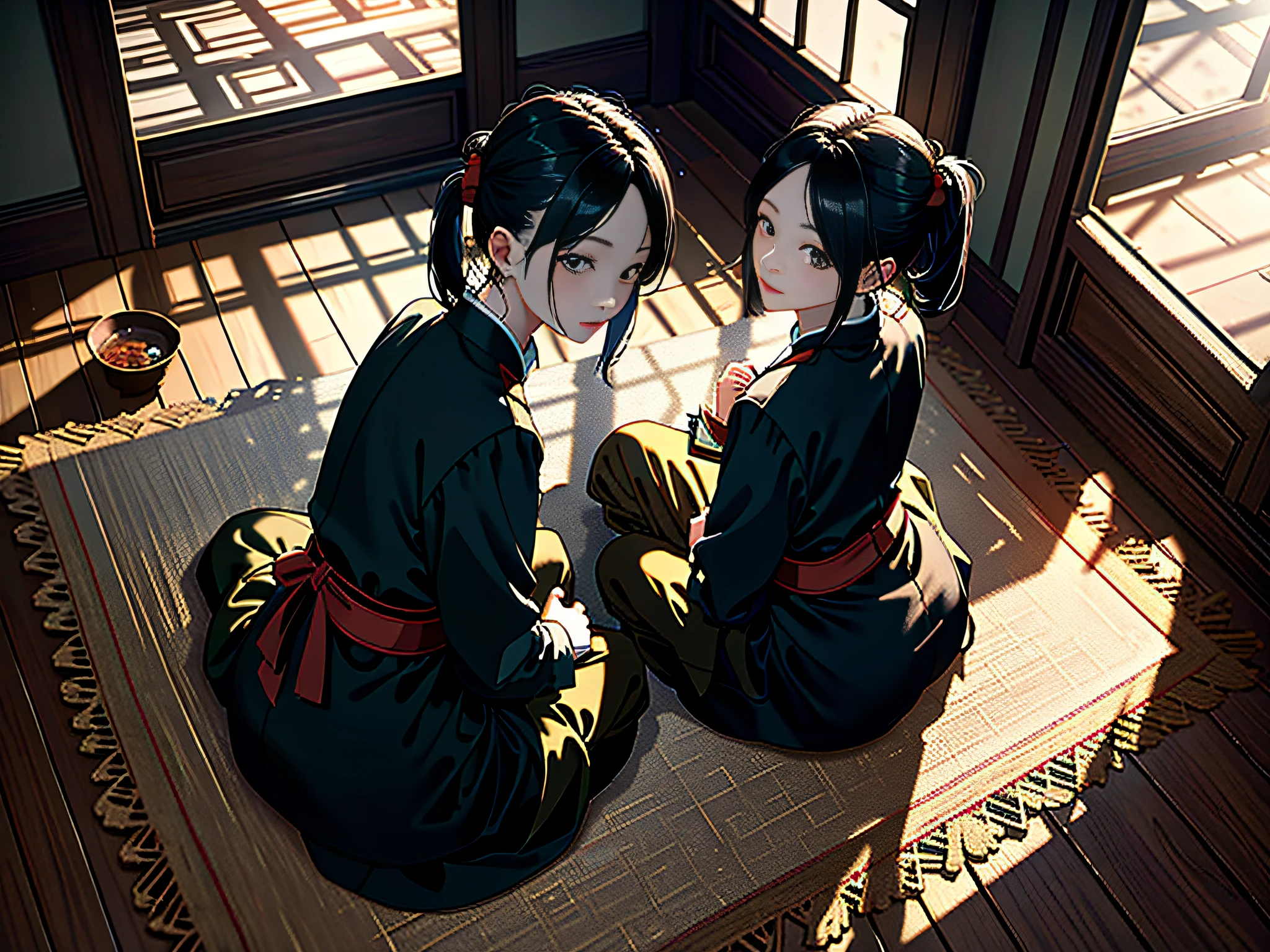 (Masterpiece, best quality; 1.3), very detailed, Unity 8k wallpaper, perfect lighting, perfect shadows, Chinese scene, shabby house, two bodies, covered with straw mat, POV, Dorothyan perspective,