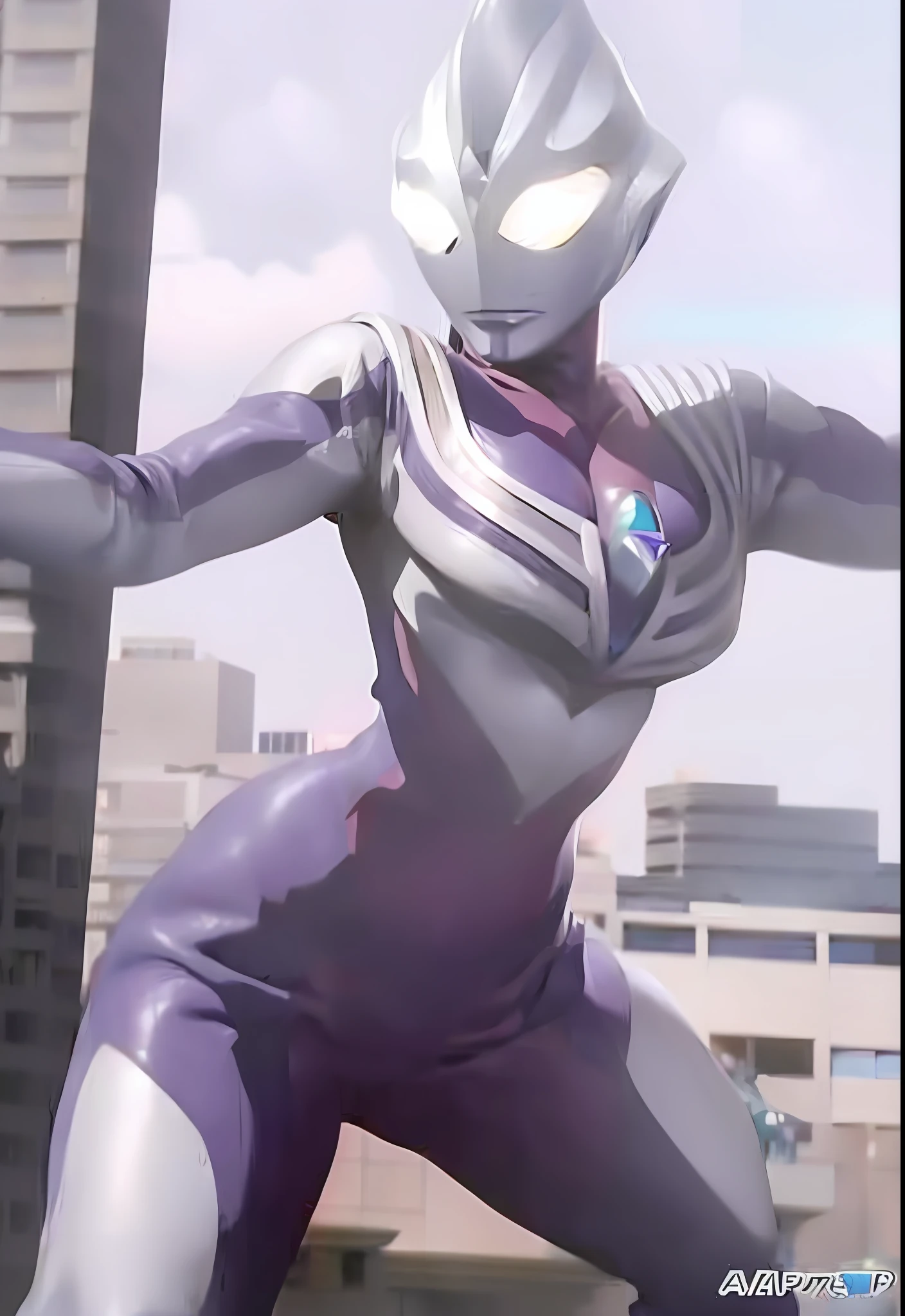 a close up of a person in a purple and white suit, anime cgi style, anime cgi, perfect dynamic pose, thicc, tokusatsu suit vaporwave, attack pose, gynoid body, powerful pose, most strongest pose, purple body, villain pose, dramatic powerful pose, wearing tight suit, badass pose, hyper ultra detailed