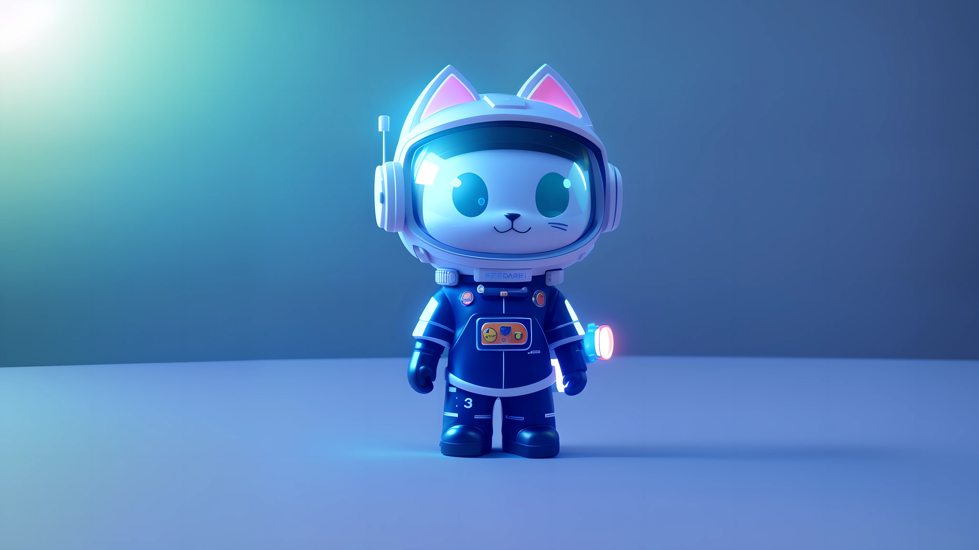 Close-up of toy cat in spacesuit, cute 3D rendering, rendered in redshift, cute! C4D, black solid background, rendered in octane rendering, rendered in Blender, animated style rendering, 32K rendering in octane rendering, astronaut cat, created with octane rendering, super render in octane rendering, stylized to 3D rendering