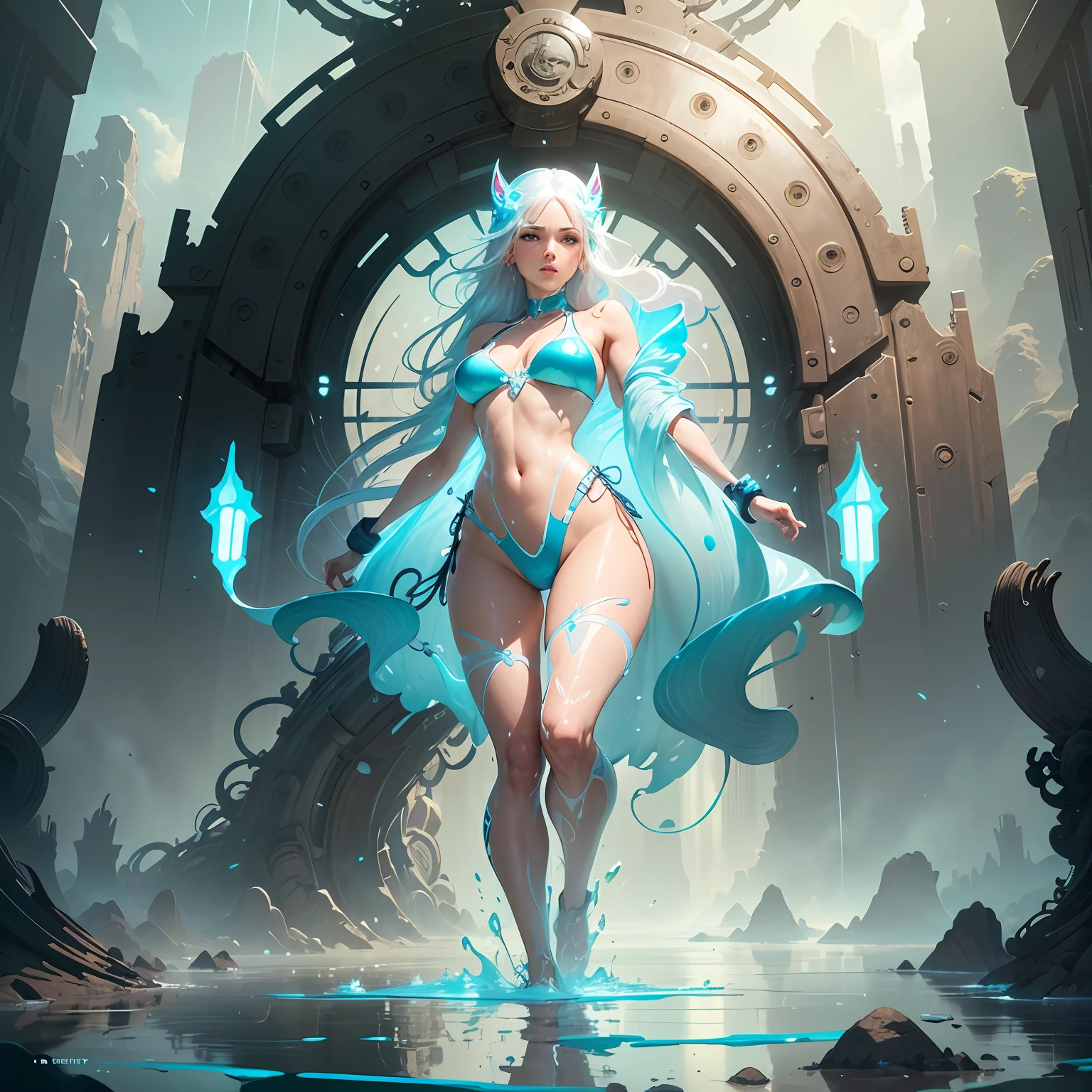 (detailed CG unity 8k wallpaper), (best quality), (best illustration), (transparent,wet, gradient,white bikni, drooling), art by PeterMohrBacher, --auto --s2