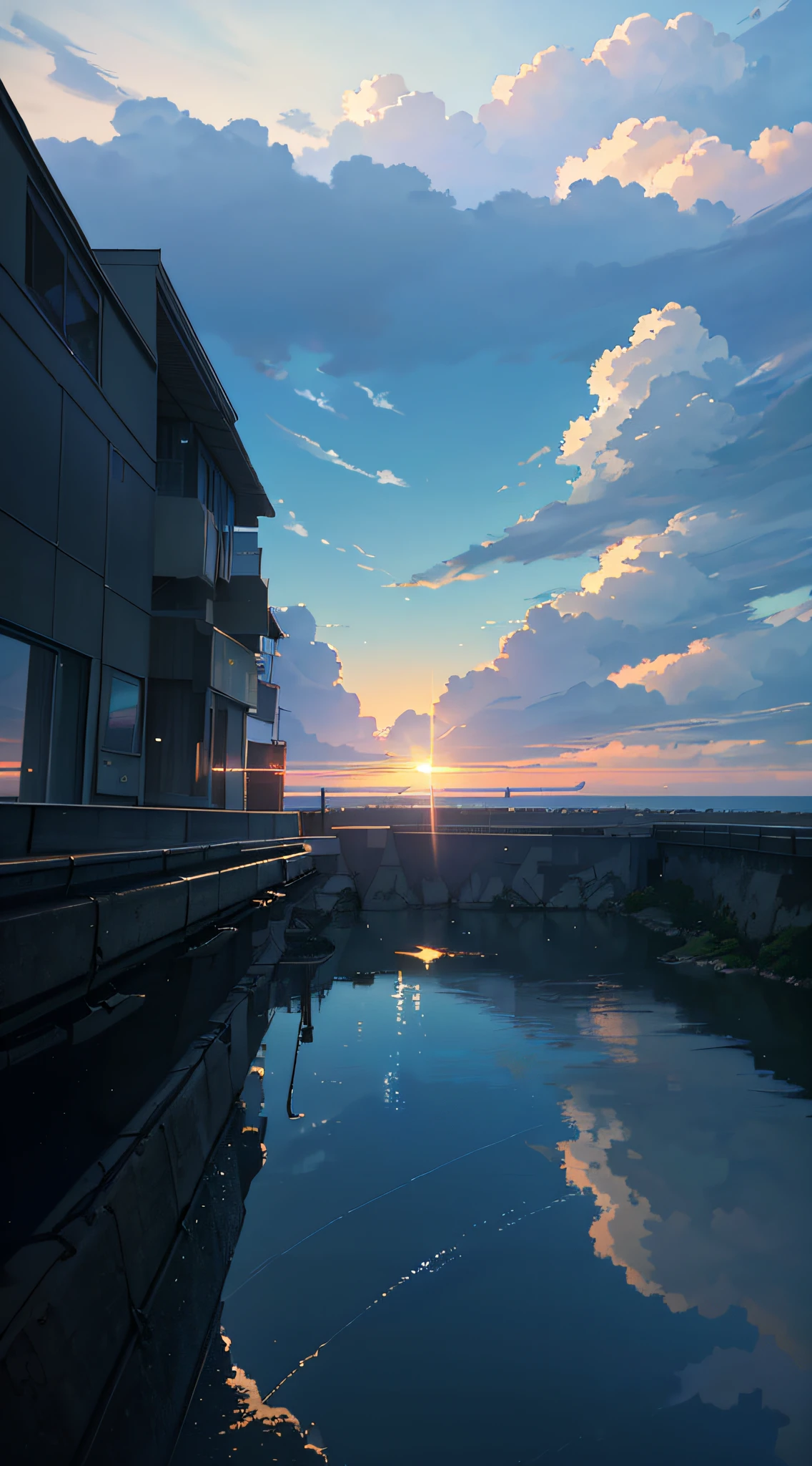 Summer, Makoto Shinkai&#39;s concept art, tumblr, magic realism, beautiful anime scenes, beautiful skies. by makoto shinkai, ( ( makoto shinkai ) ), anime background art, anime backgrounds, Makoto Shinkai&#39;s style, anime movie backgrounds, galaxy express, no humans. --v6