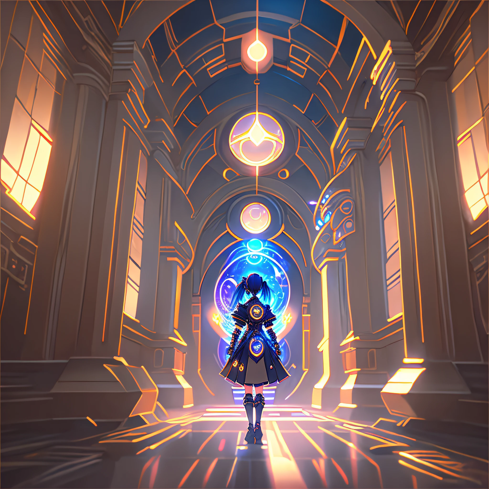 Anime girl with orbs shining in dark room on digital background, 2. 5 D CGI anime fantasy artwork, digital 2D fantasy art, detailed digital 2D fantasy art, detailed fantasy digital art, digital fantasy art), Digital Cyberpunk Anime Art, 4K Highly Detailed Digital Art, Digital Cyberpunk Anime Art, Digital Fantasy Art, Epic Fantasy Digital Art Style