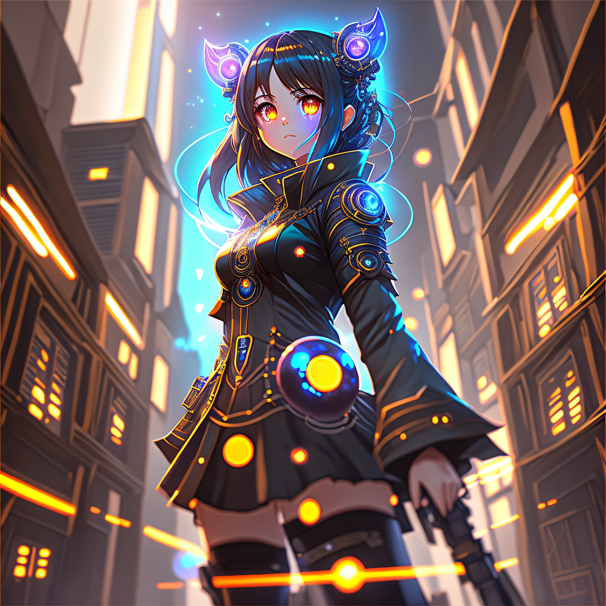 Anime girl with orbs shining in dark room on digital background, 2. 5 D CGI anime fantasy artwork, digital 2D fantasy art, detailed digital 2D fantasy art, detailed fantasy digital art, digital fantasy art), Digital Cyberpunk Anime Art, 4K Highly Detailed Digital Art, Digital Cyberpunk Anime Art, Digital Fantasy Art, Epic Fantasy Digital Art Style