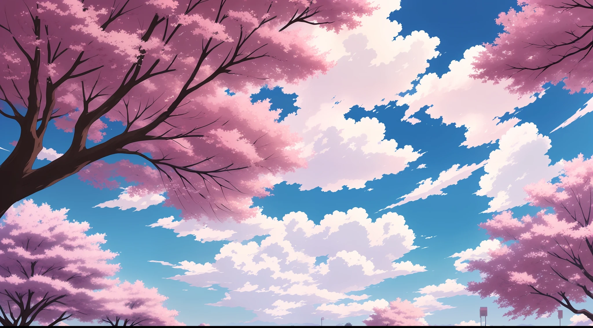 2d art, (anime style: 1.2), detailed 2d art, soft lighting, HDR, manga, plain, sky with clouds, cherry tree, impressive, inspiring, 2d art, anime screenshot --auto --s2