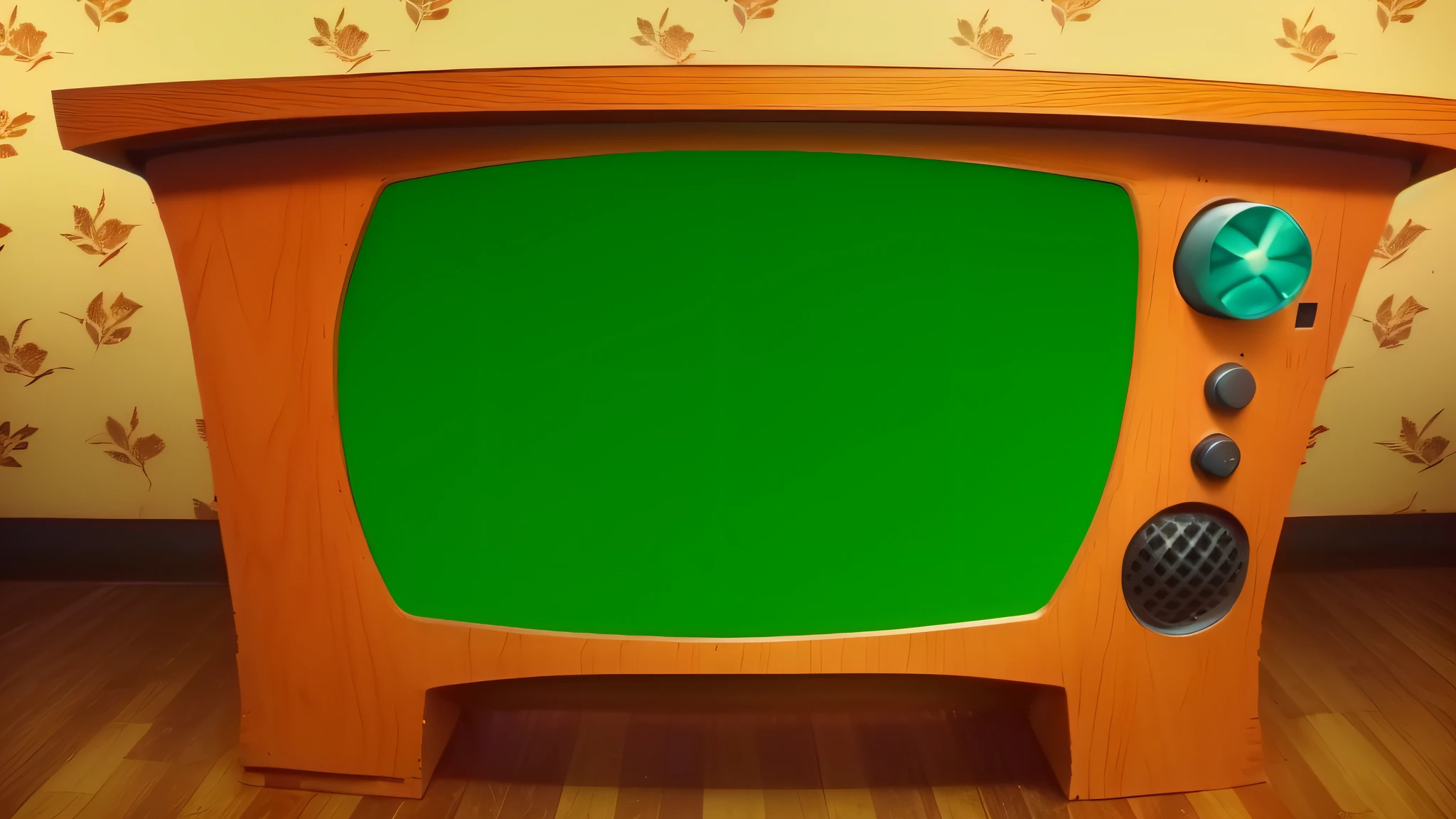 there is a small television set with a green screen on the table, green screen background, background(solid), green screen, tv still frame, television screenshot, television, television still, green crt monitors, random background scene, tv static, tv set, an old tv, plain studio background, crt screens in background, empty background, television show, crt screen, solid background