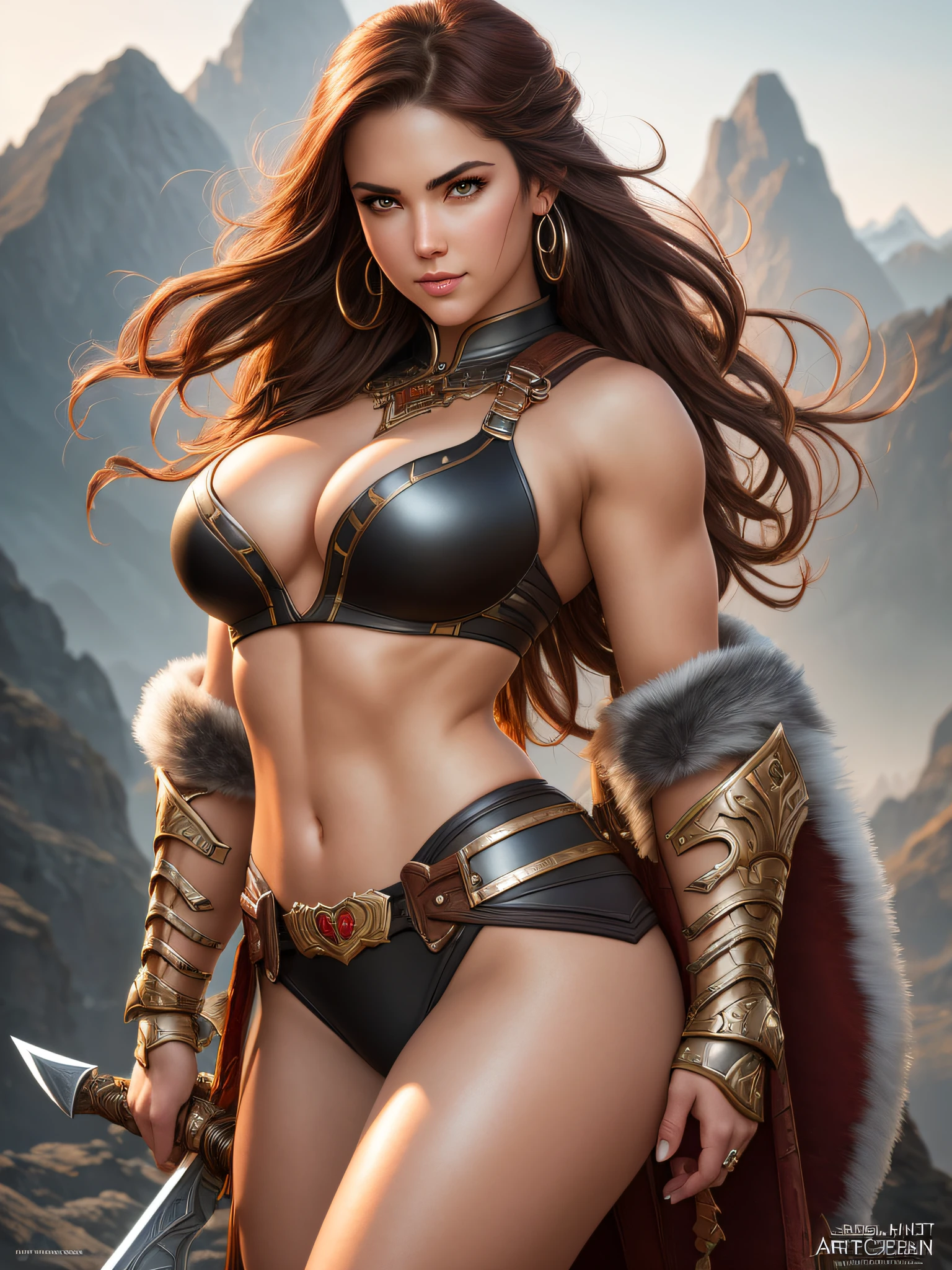 high detail raw photo masterpiece, best quality, detailed, j scott campbell, artgerm, loish, sexy barbarian woman, full body, detailed face, flawless face, perfect eyes, highly detailed, 4 k, hdr, smooth, sharp focus, high resolution, award - winning photo