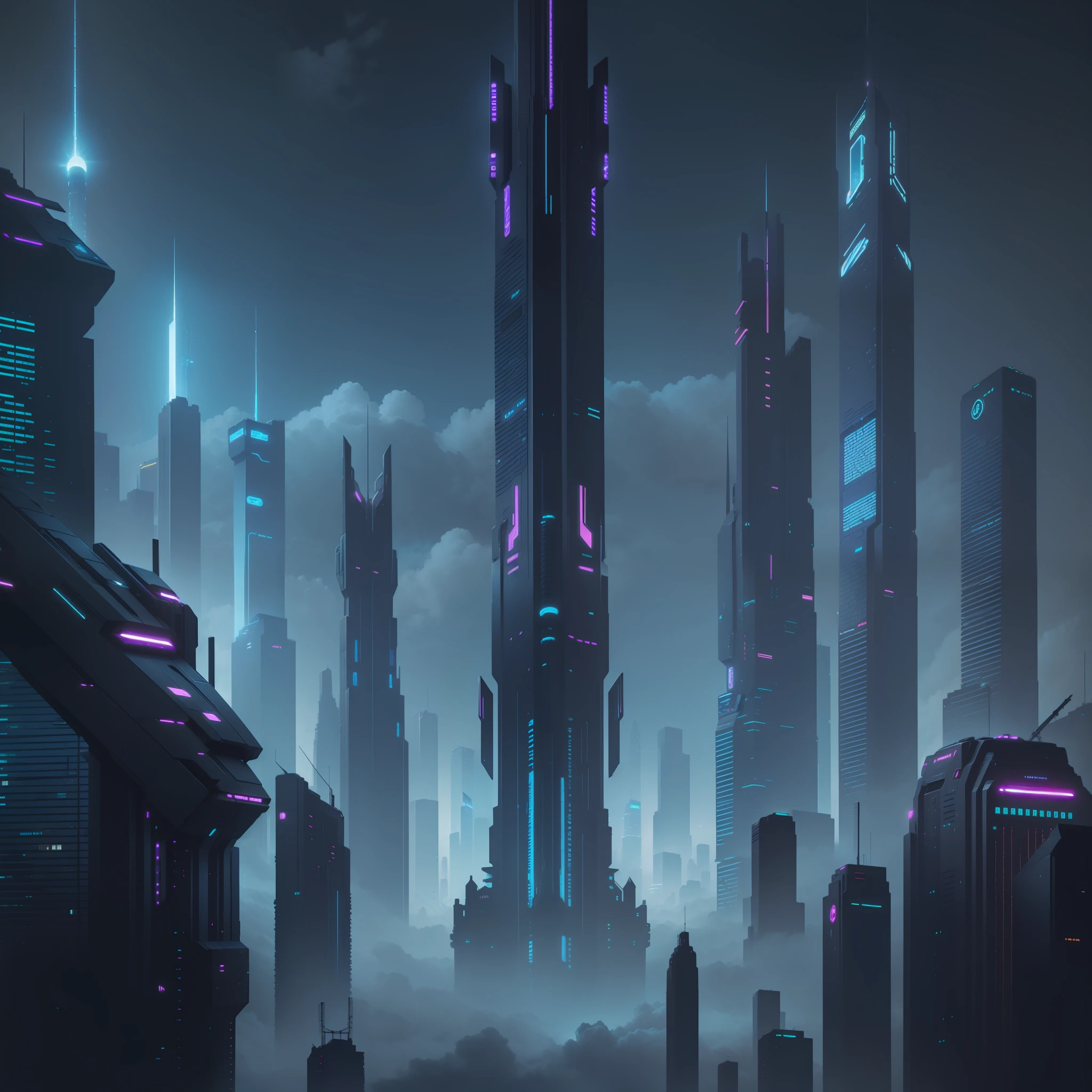 cyberpunk futuristic world sci-fi skyscrapers universe top quality masterpiece futuristic city sky night view