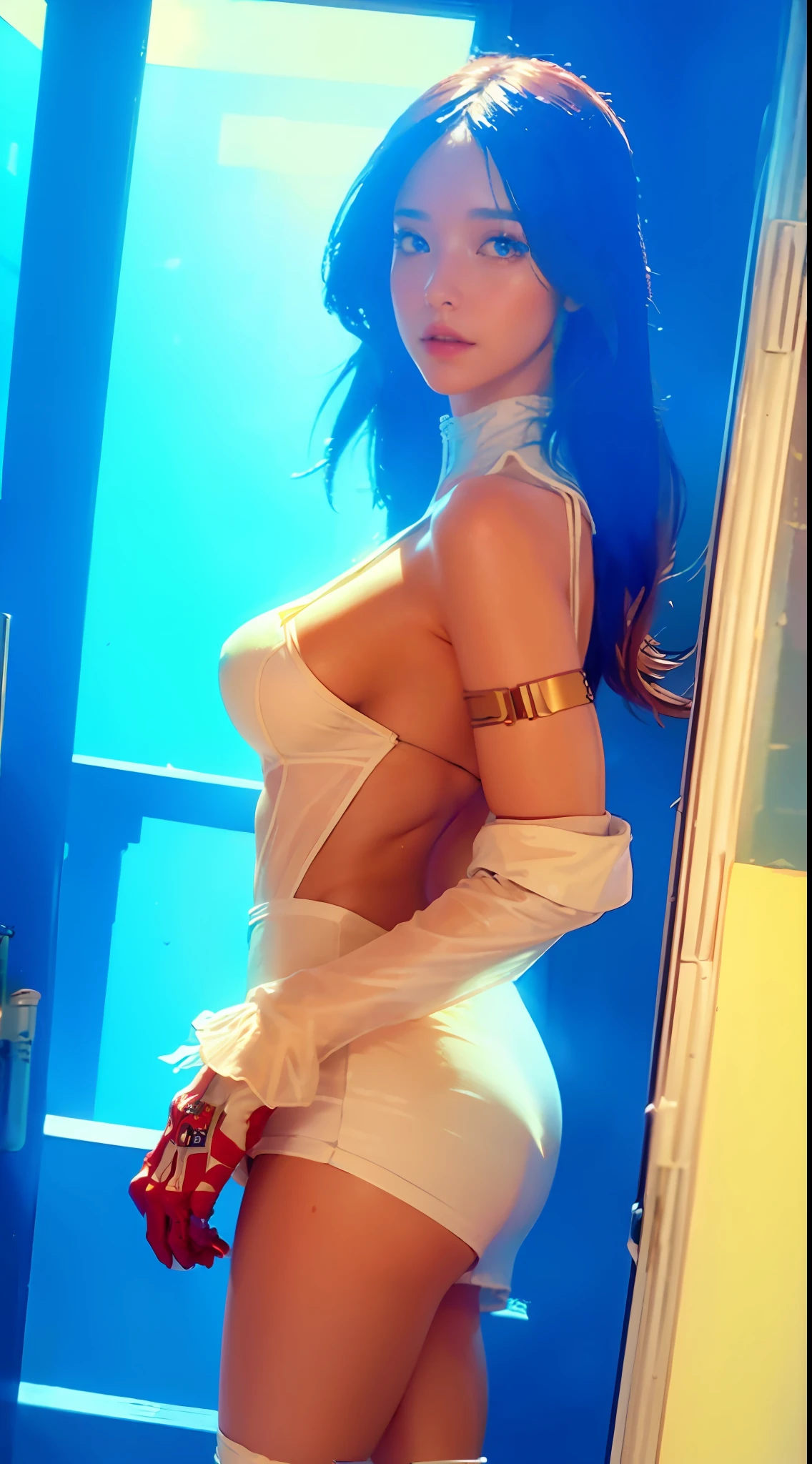 ((Best quality)), ((masterpiece)), (detailed:1.4), 3D, an image of a beautiful cyberpunk female,HDR (High Dynamic Range),Ray Tracing,NVIDIA RTX,Super-Resolution,Unreal 5,Subsurface scattering,PBR Texturing,Post-processing,Anisotropic Filtering,Depth-of-field,Maximum clarity and sharpness,Multi-layered textures,Albedo and Specular maps,Surface shading,Accurate simulation of light-material interaction,Perfect proportions,Octane Render,Two-tone lighting,Wide aperture,Low ISO,White balance,Rule of thirds,8K RAW,