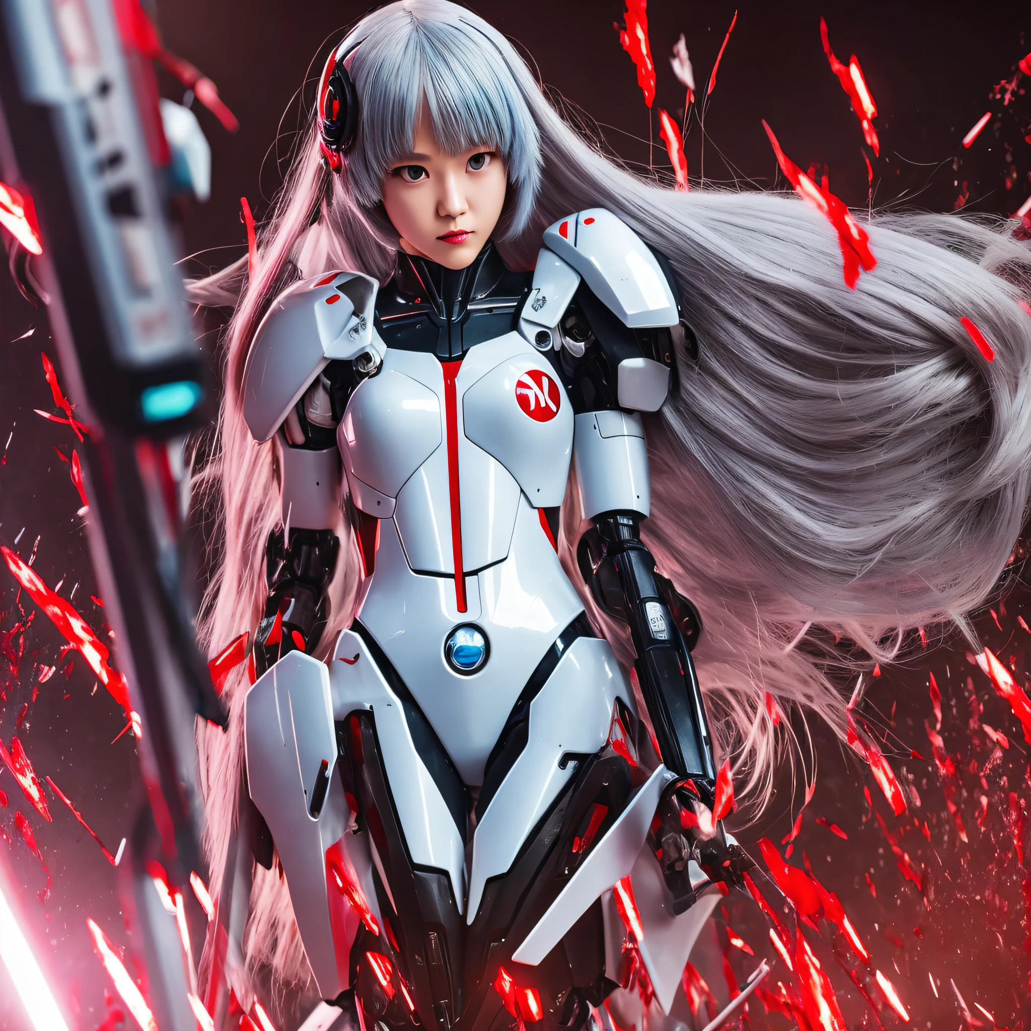rei ayanami long hair using fuzil against gigant robot being blood fear 8k 4k realistic future hd best quality realistic --auto --s2