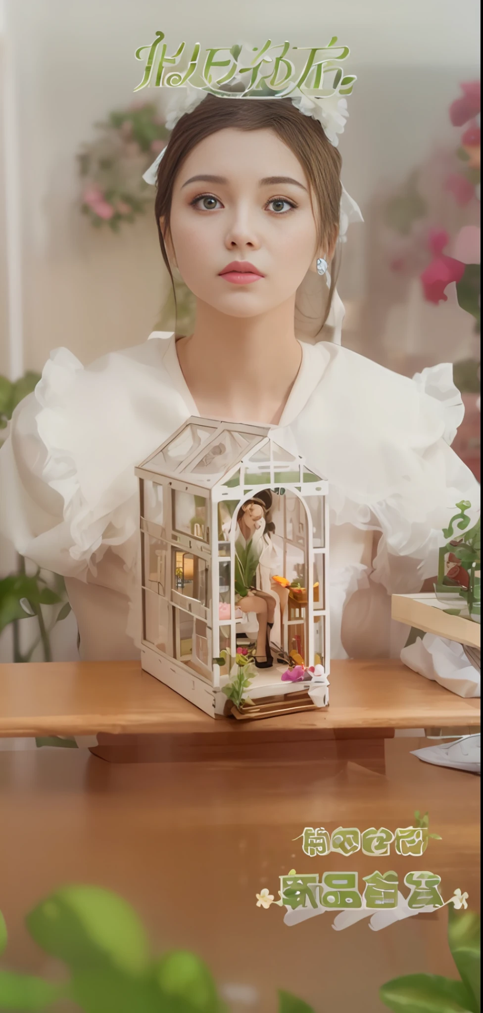 there is a woman sitting at a table with a bird cage, doll house, miniature cafe diorama, scenic full shot, diy, miniature, beautiful detailed miniature, korean audrey hepburn automata, detailed scene, screengrab, extra detailed, in bloom greenhouse, detailed picture, with lots of details, lofi girl, lofi, sweet artpiece, masterpiece, superdeformed, (((full body:1.3))), ultra high res, RAW photo, masterpiece, ultra detailed, 8k, full detailed hair, highres, best quality, ultra high res, ultra detailed face and eyes, (((photorealistic:1.4))), looking at viewer, (((pouts:1.5))), cute, (((large breast:1.5))), (((ray tracing:1.4))), ((((long legs:1.4)))), cute pout, Best quality , masterpiece, large hip, Fully facial detailed, beautiful, ((very detailed of hair )) , (((16 years old:1.2))), thin lips, big eyes, highres, seducing, blue eyes , slim waist, 8k:1.2, 16k:1.2, highres,
karol bak uhd, inspired by hajime sorayama,