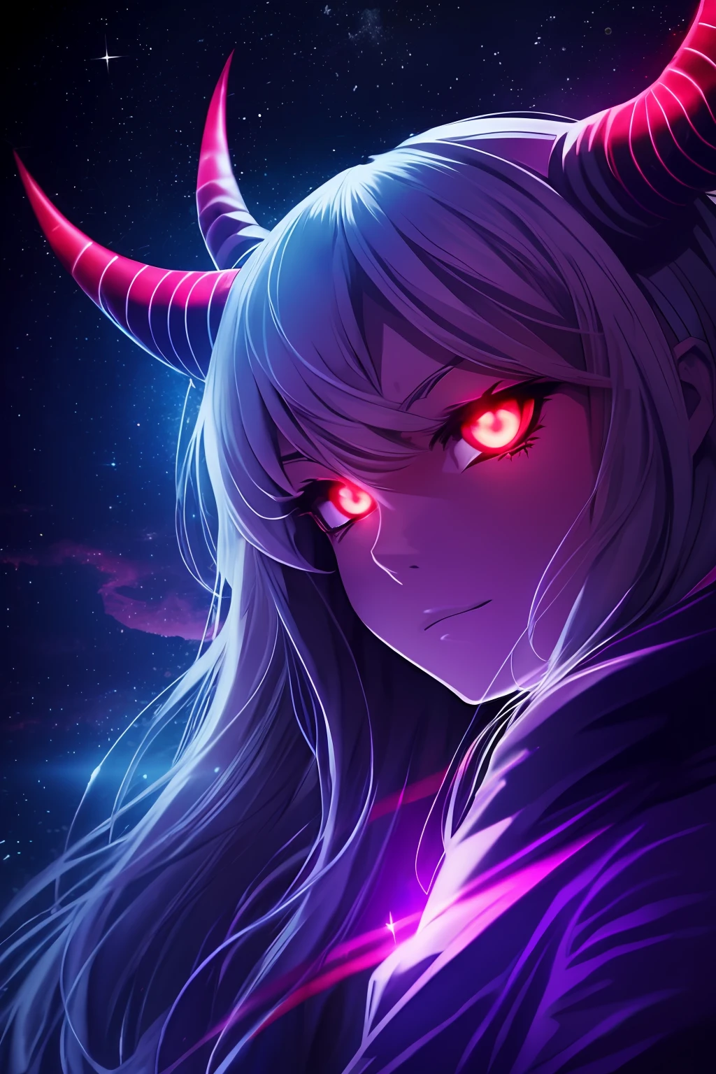 demon with glowing eyes, night sky --auto --s2
