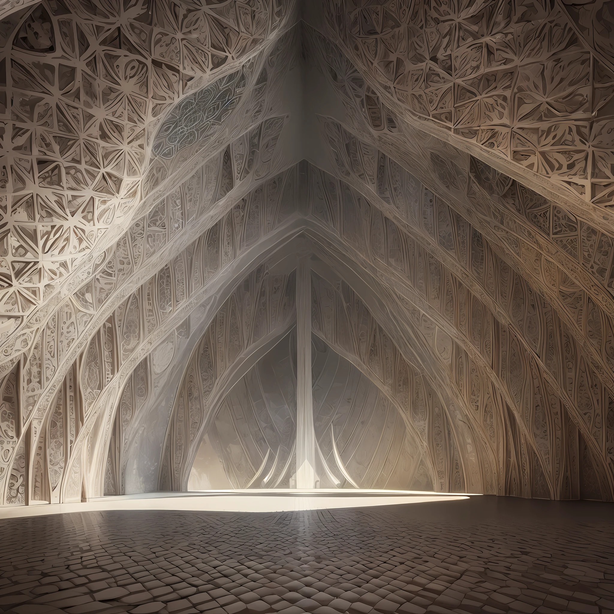 Futuristic Islamic architecture design of cave architecture concept art on desert oasis, islamic architecture, proportional,detailed, cave architecture nature meets futuristic architecture by Toyo Ito ,residential area, futuristic development, high rise balconies, full of rock and glass facades, residential spaces carved from cliff side ,trending on artstation, beautiful lighting,In the style of Arabic calligraphy masterpiece, fantasy, intricate, award winning, 4k, highest quality render --auto --s2