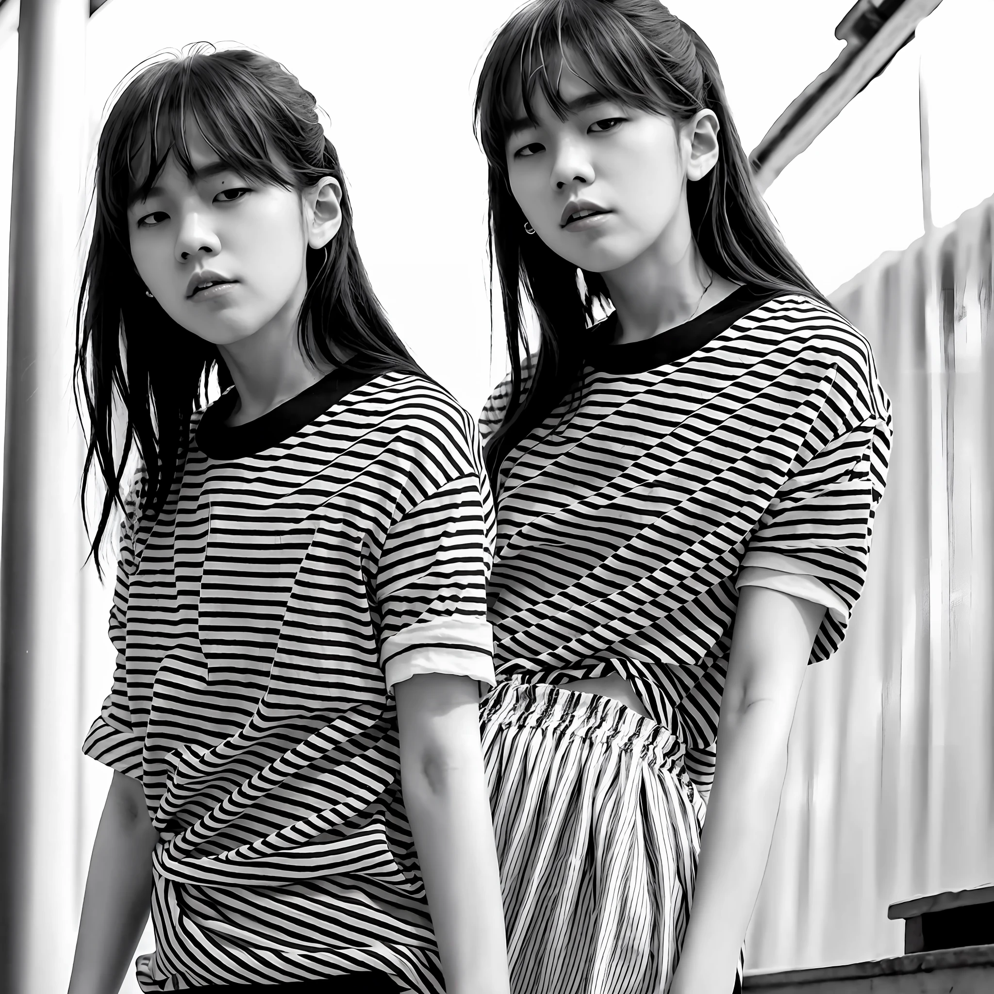 Lalisa Manoban, (striped shirt in black and white) ultra realistic