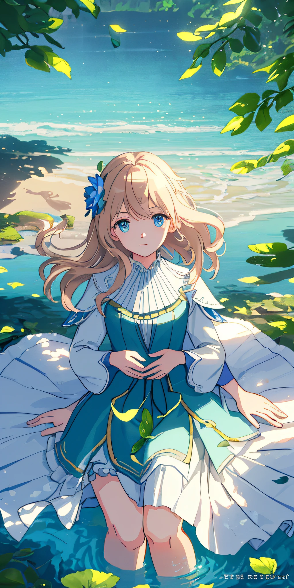 Masterpiece, best quality, (very detailed CG unity 8k wallpaper) (best quality), (best illustration), (best shadows) Nature&#39, blue sea,delicate leaves petals of various colors falling in the air light Tracking, super detailed --v6