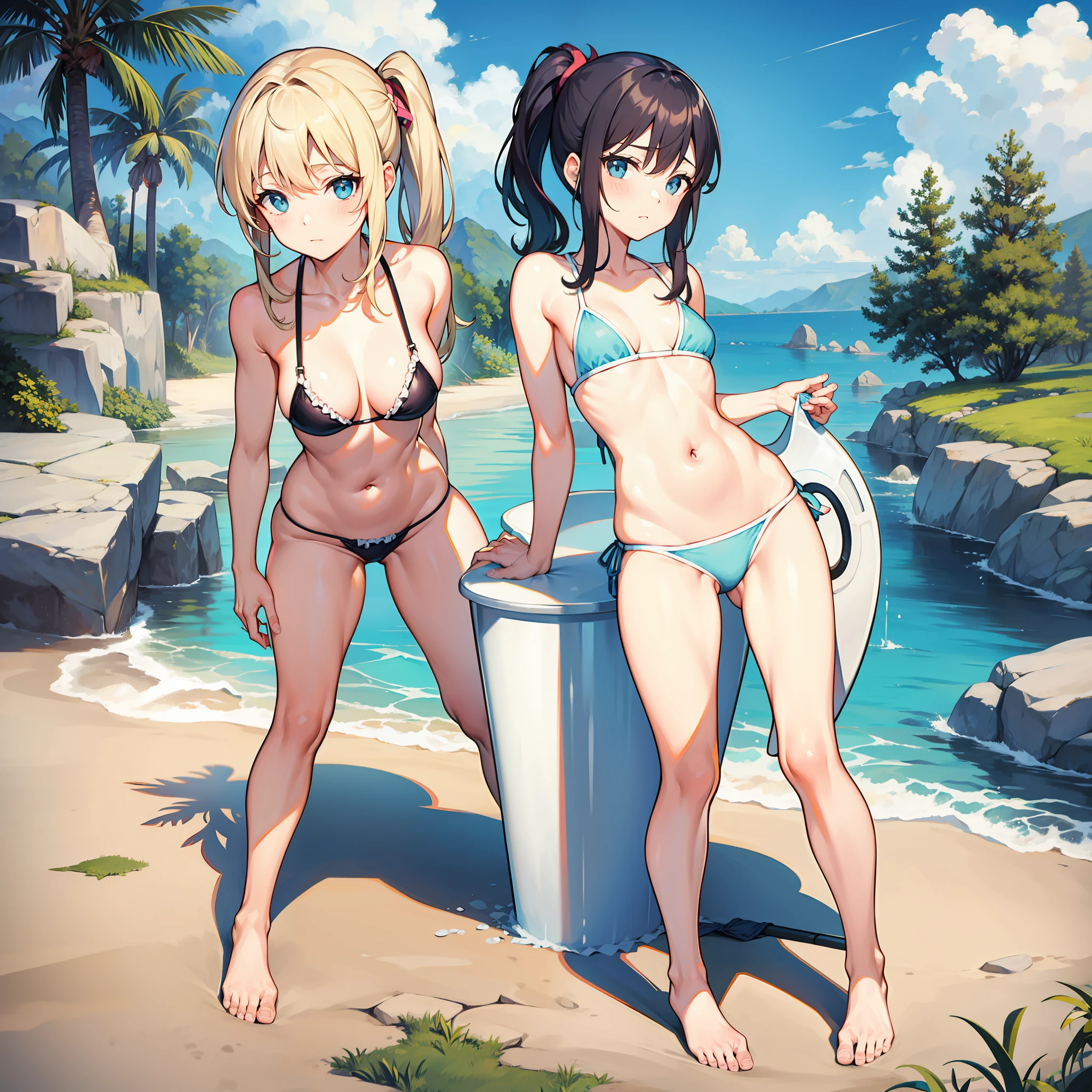 Lori, bikini, barefoot,, flat chest, urinary incontinence, urine,