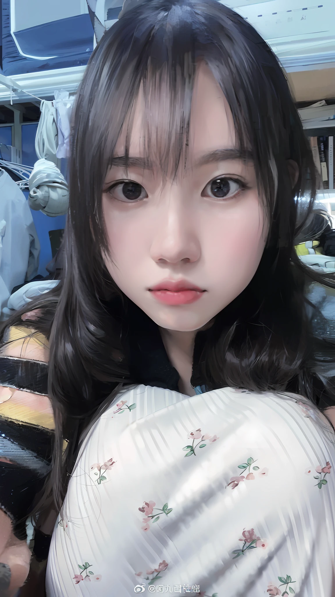 arafed asian woman with long black hair and a white shirt, ulzzang, wan adorable korean face, young adorable korean face, jinyoung shin, jaeyeon nam, 8k selfie photograph, with cute - fine - face, girl cute-fine-face, young cute wan asian face, clear cute face, korean girl, 8k)), soft round face