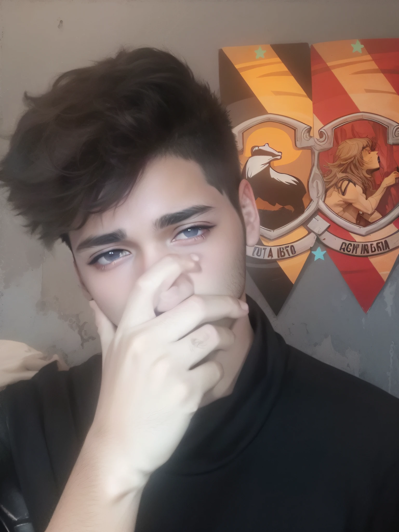 boy, anime, realisc, black eyes --auto --s2