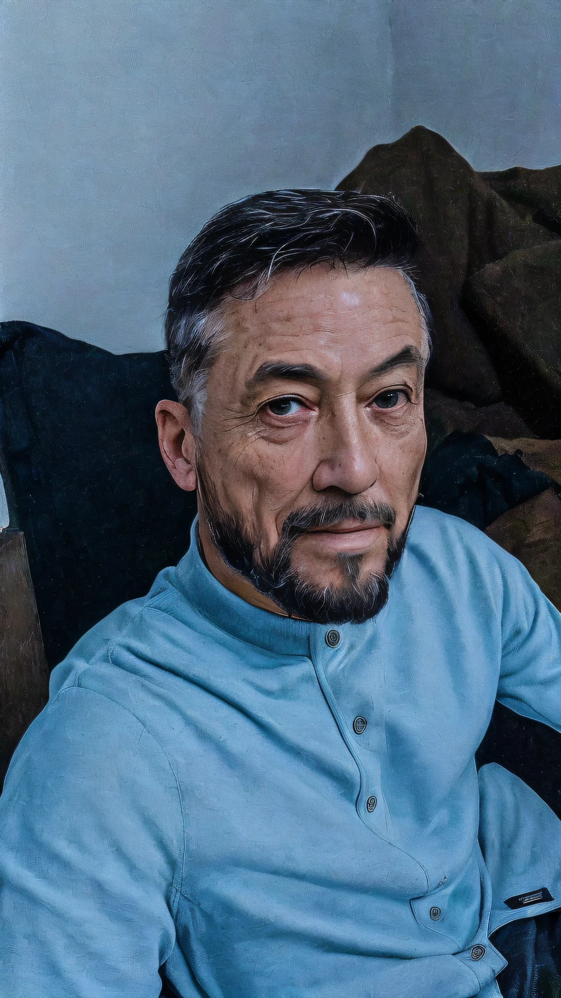 (masterpiece, photorealistic, raw,:1.4), (extremely intricate:1.2), close up, cinematic light, sidelighting, ultra high res, best shadow, RAW, upper body, old man, wearing pullover,