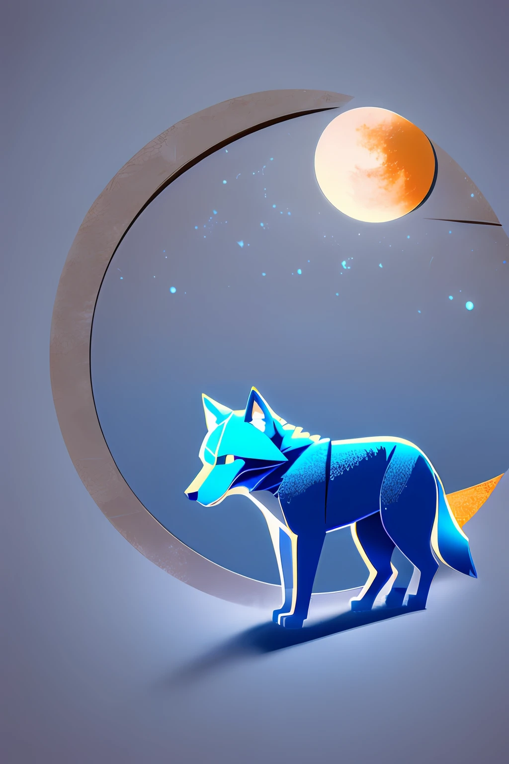 ((vector: 1.2), minimalista, circular, Gaussian blur, silhouette, head, (gray, blue Wolf: 1.3), perfect, beautiful, highly detailed, night scene, crescent moon, painterly, matte painting, 2D, high resolution 8k) --auto --s2